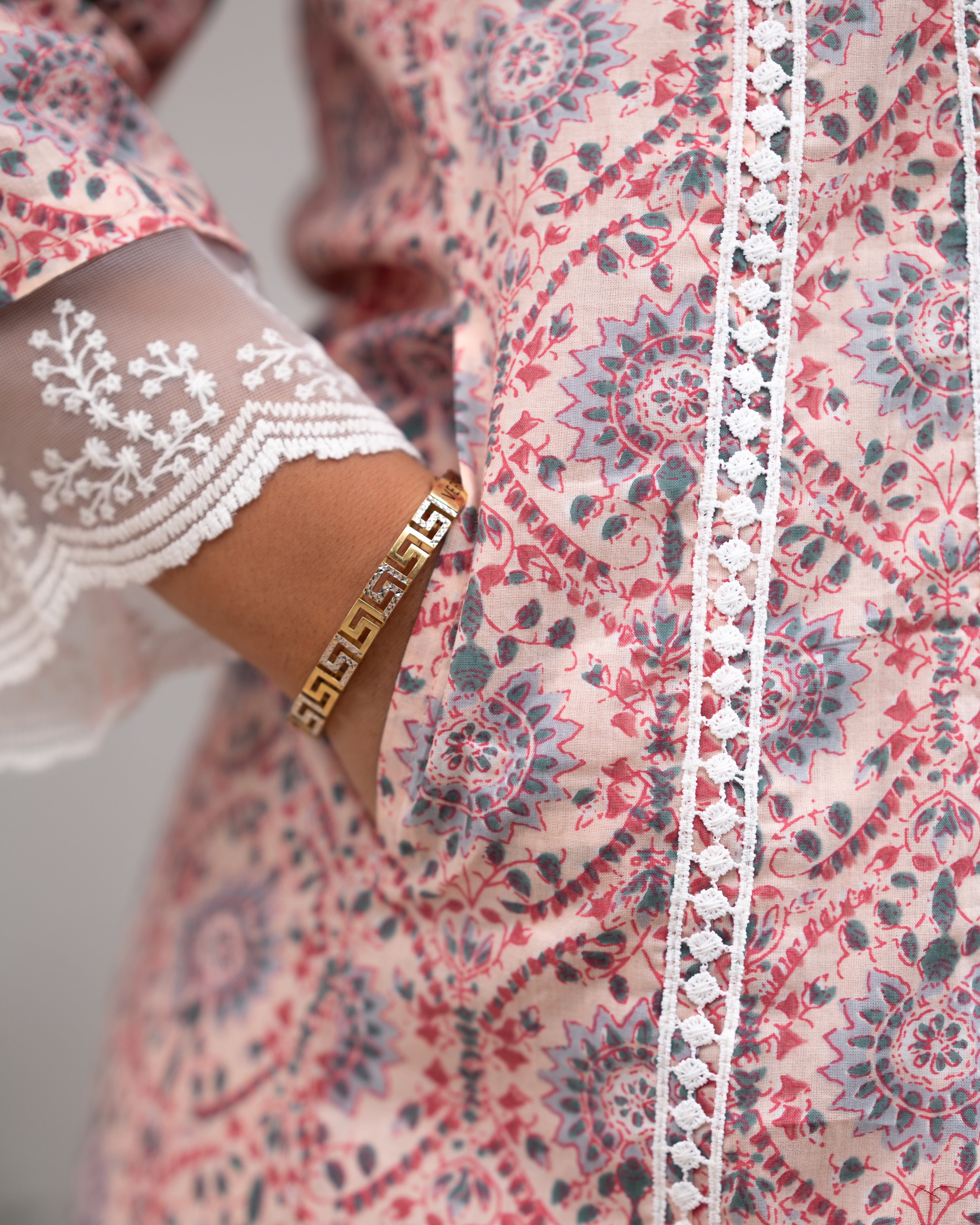 Zoha Cotton A-line Pakistani Suit with Lace Detailing - The Jaipur Studio