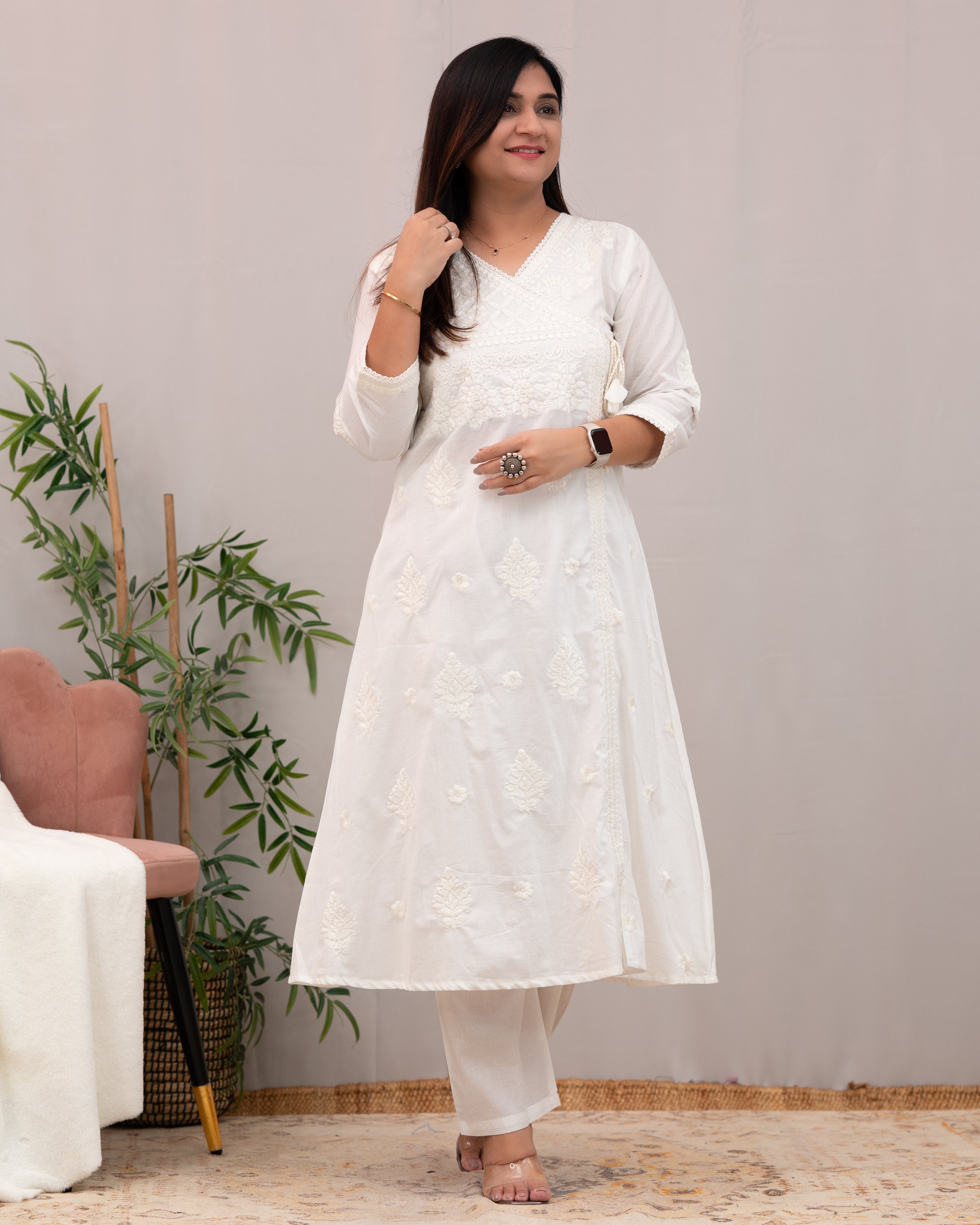 Johan Cotton Chikankari Embroidered Pant Set - The Jaipur Studio