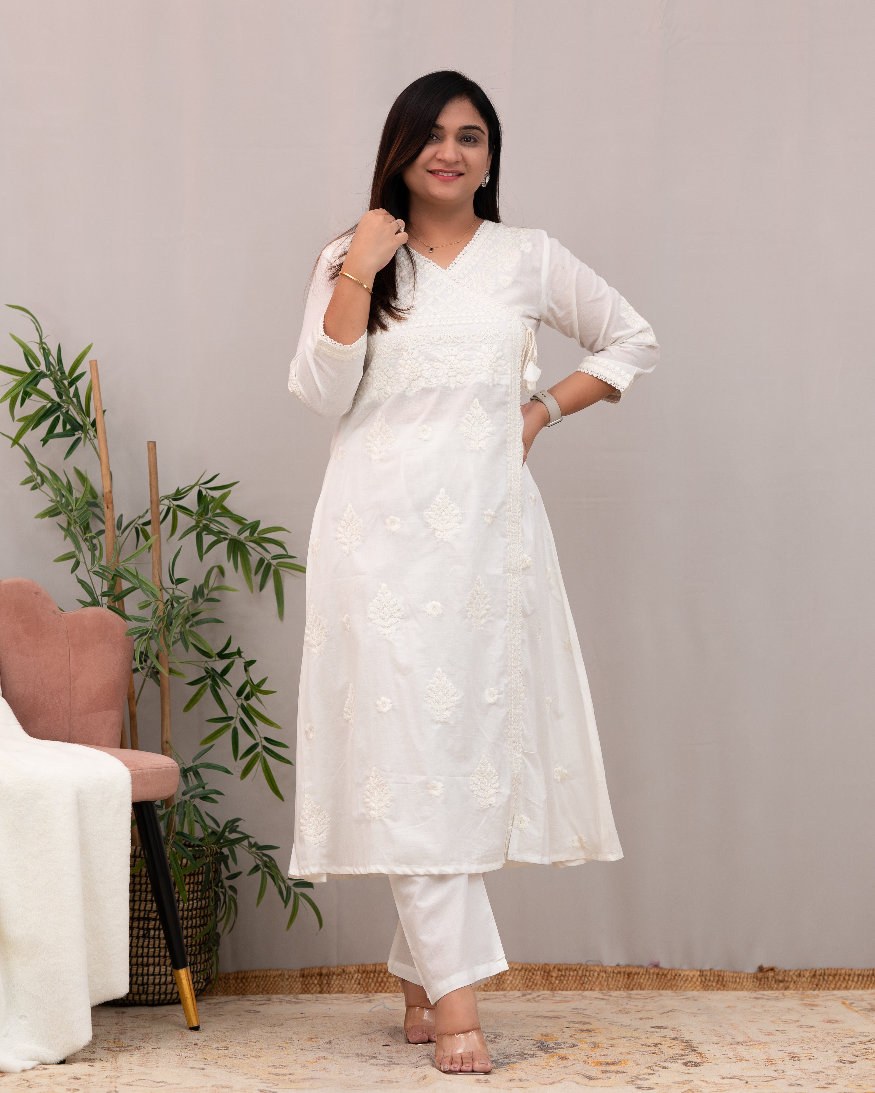 Johan Cotton Chikankari Embroidered Pant Set - The Jaipur Studio