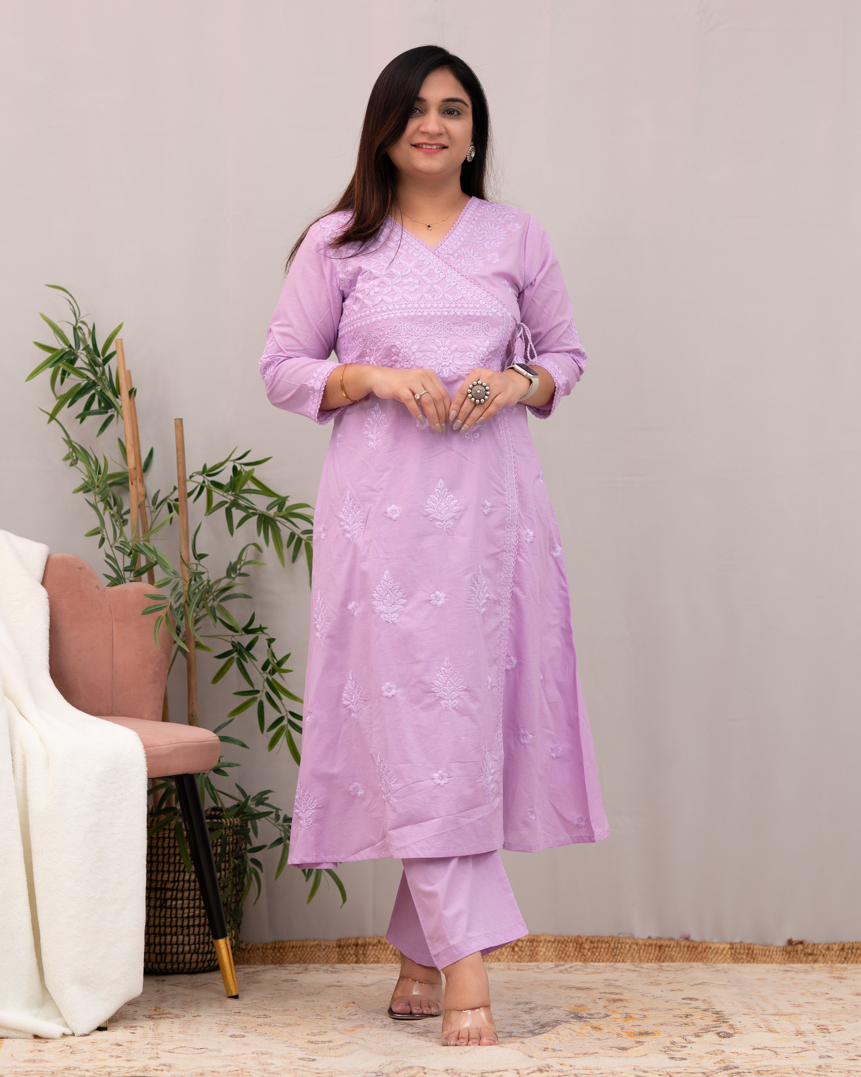 Johan Cotton Chikankari Embroidered Pant Set - The Jaipur Studio
