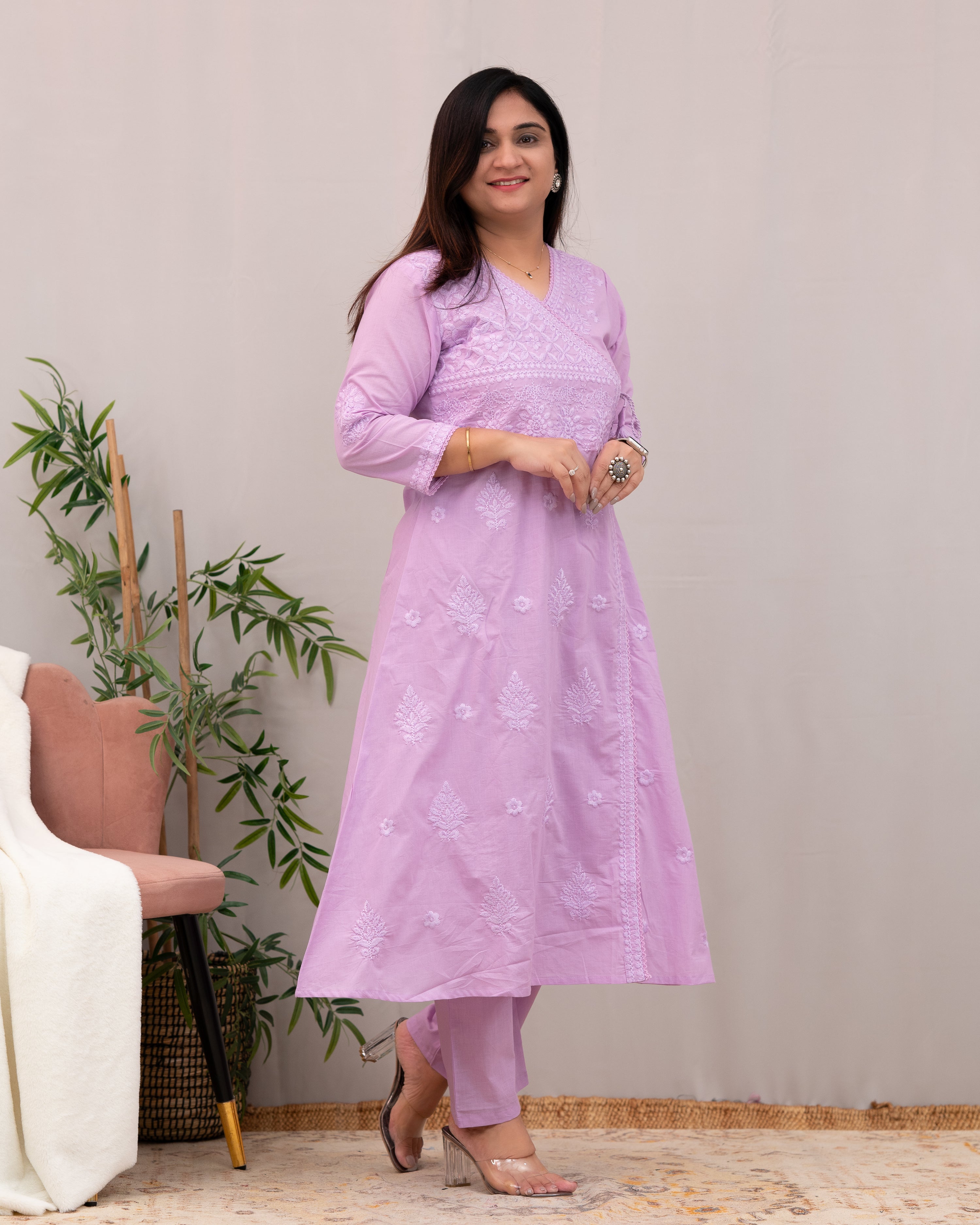 Johan Cotton Chikankari Embroidered Pant Set - The Jaipur Studio