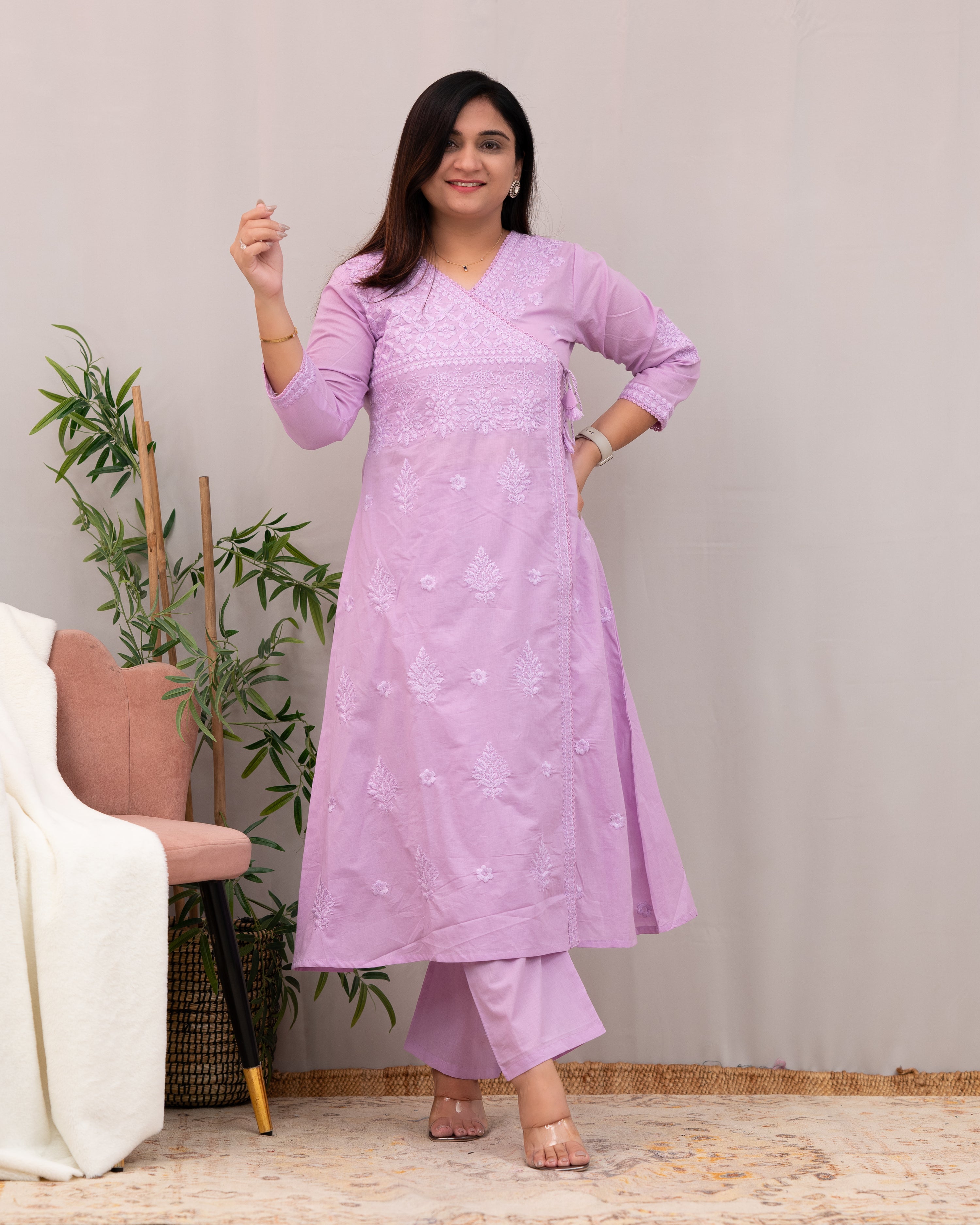 Johan Cotton Chikankari Embroidered Pant Set - The Jaipur Studio