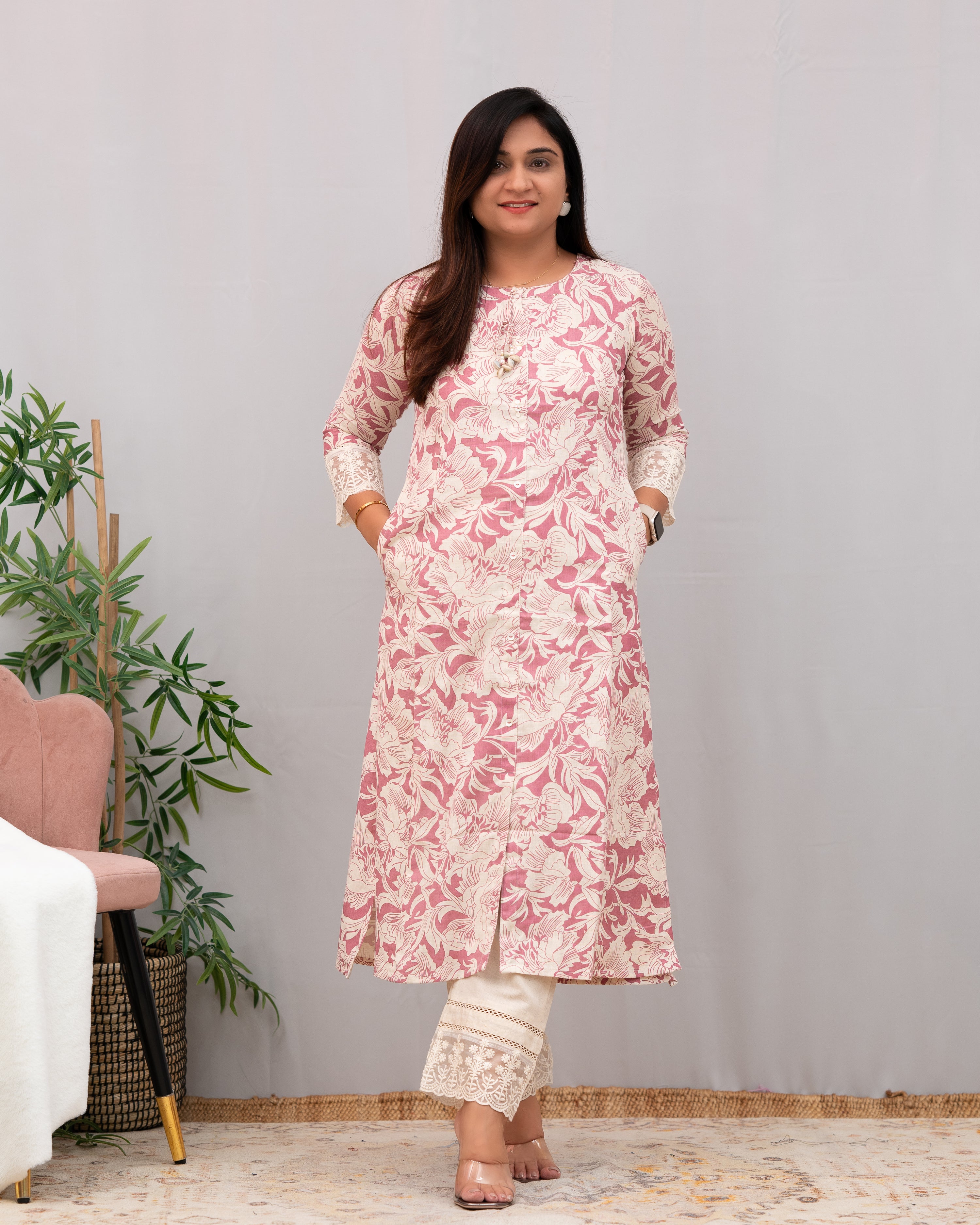 Pakhi Cotton A-line Pant Set - The Jaipur Studio