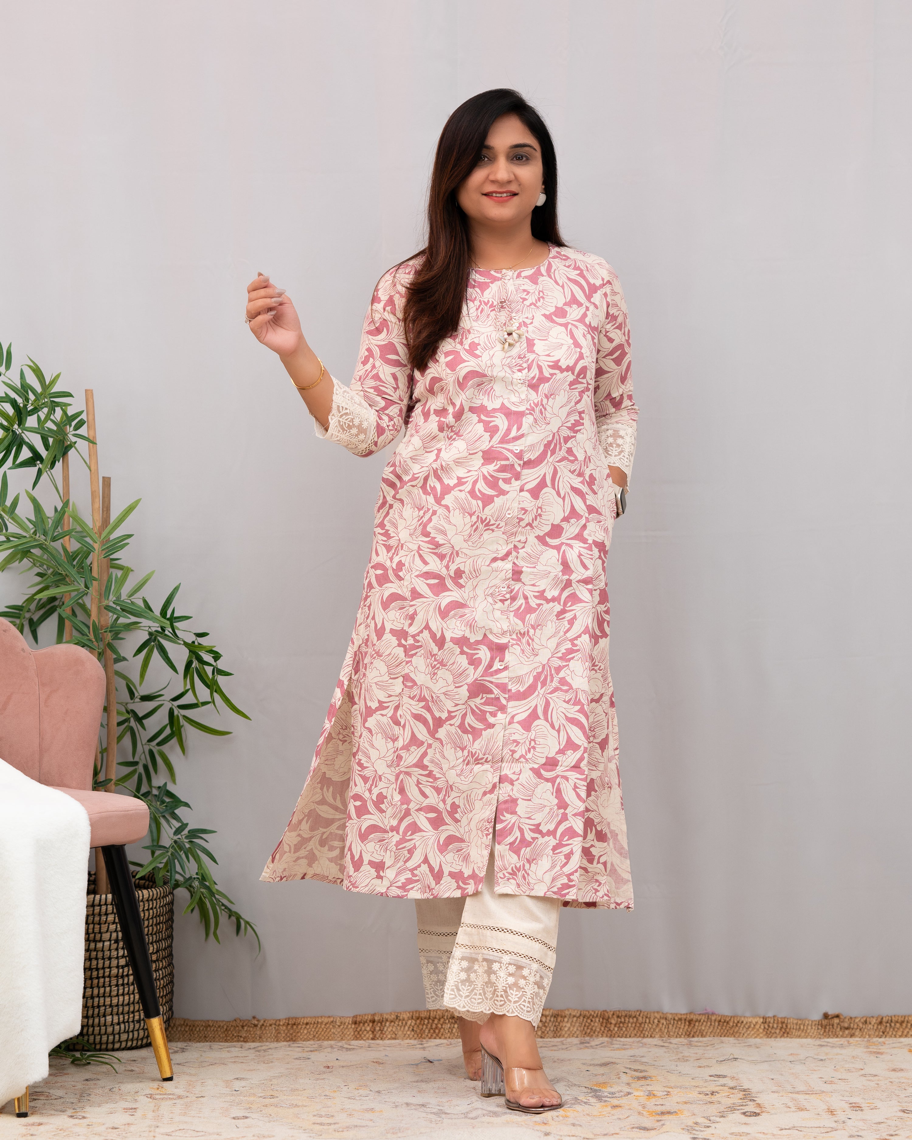 Pakhi Cotton A-line Pant Set - The Jaipur Studio