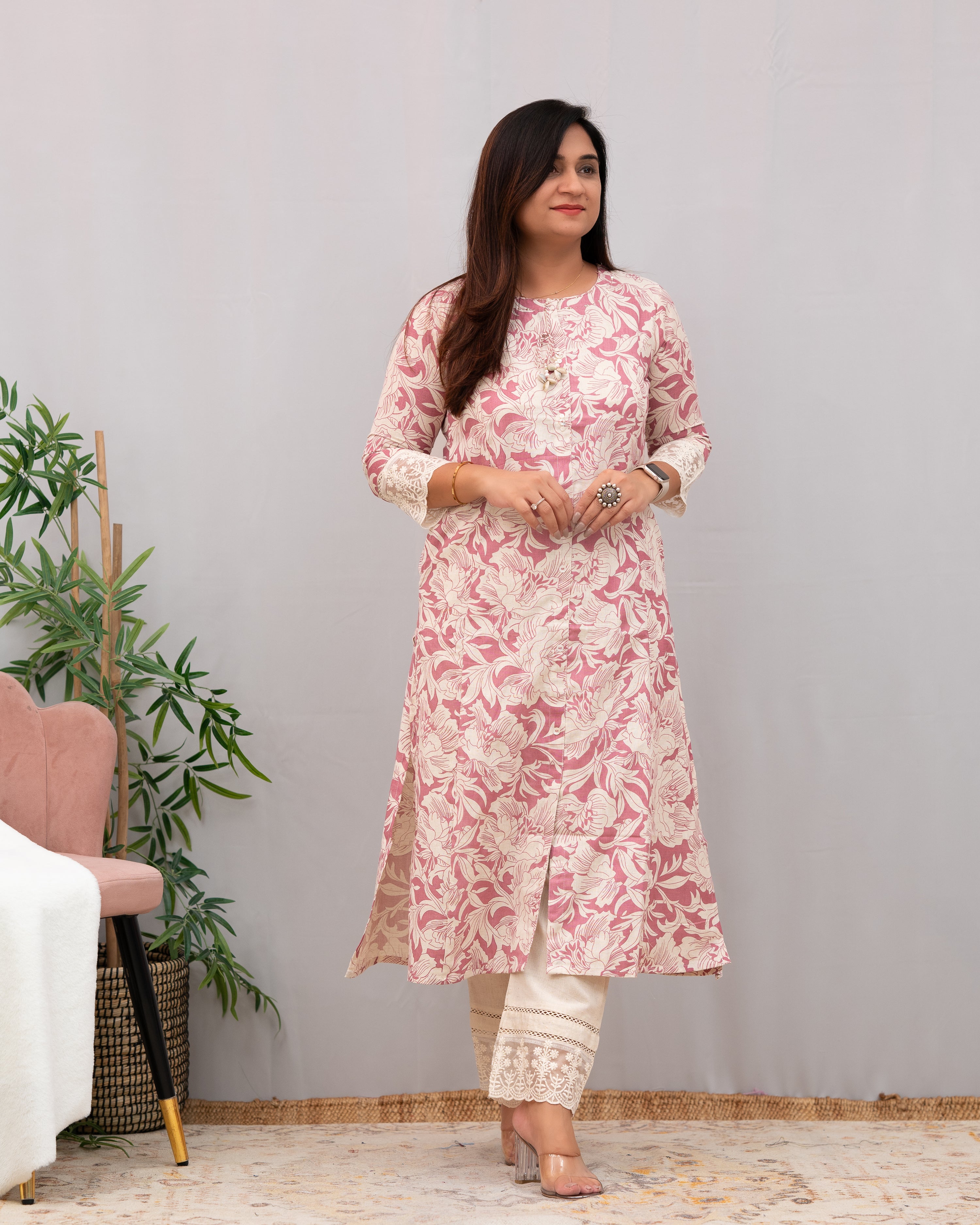 Pakhi Cotton A-line Pant Set - The Jaipur Studio