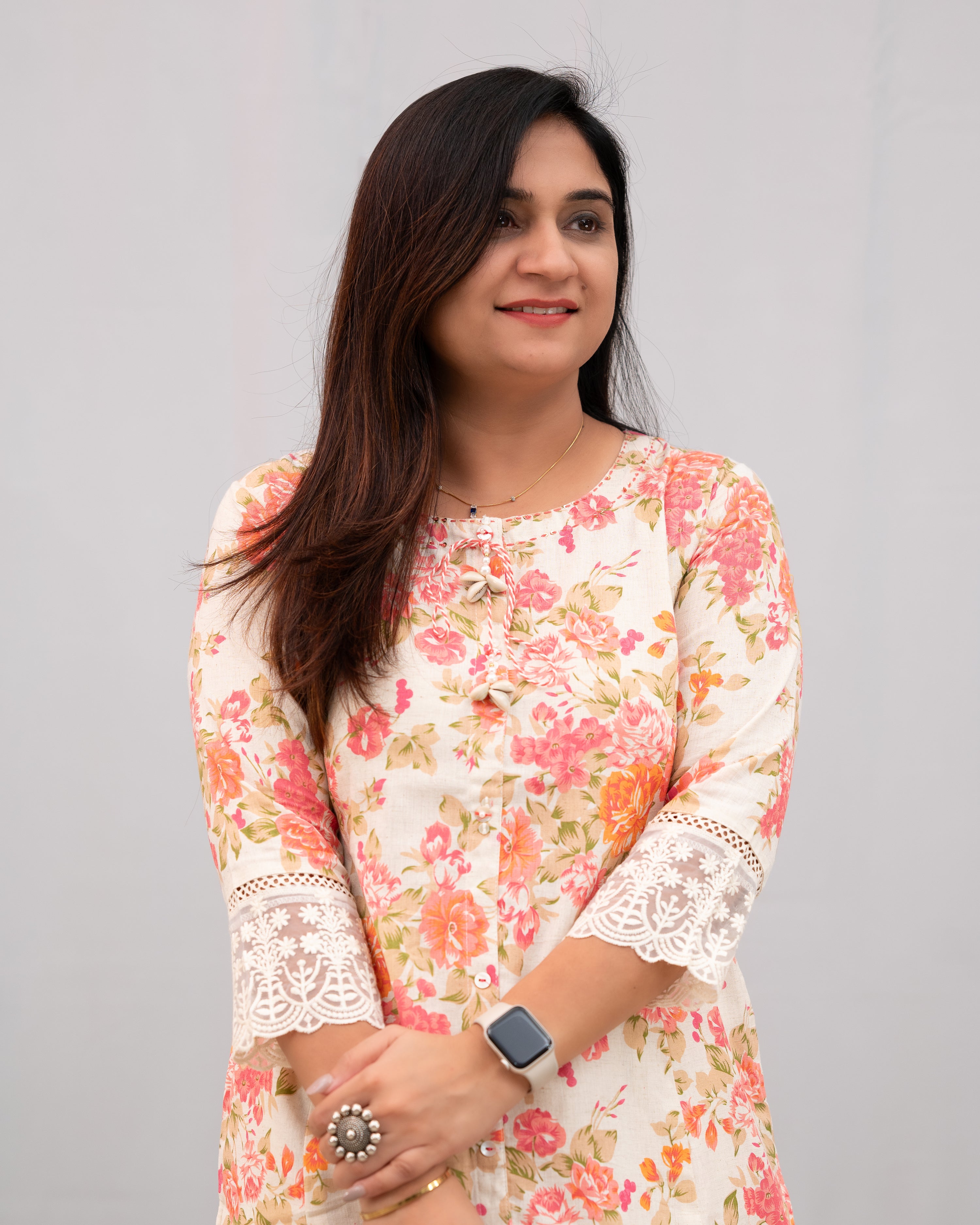 Fiza Floral Cotton A-line Pant Set - The Jaipur Studio