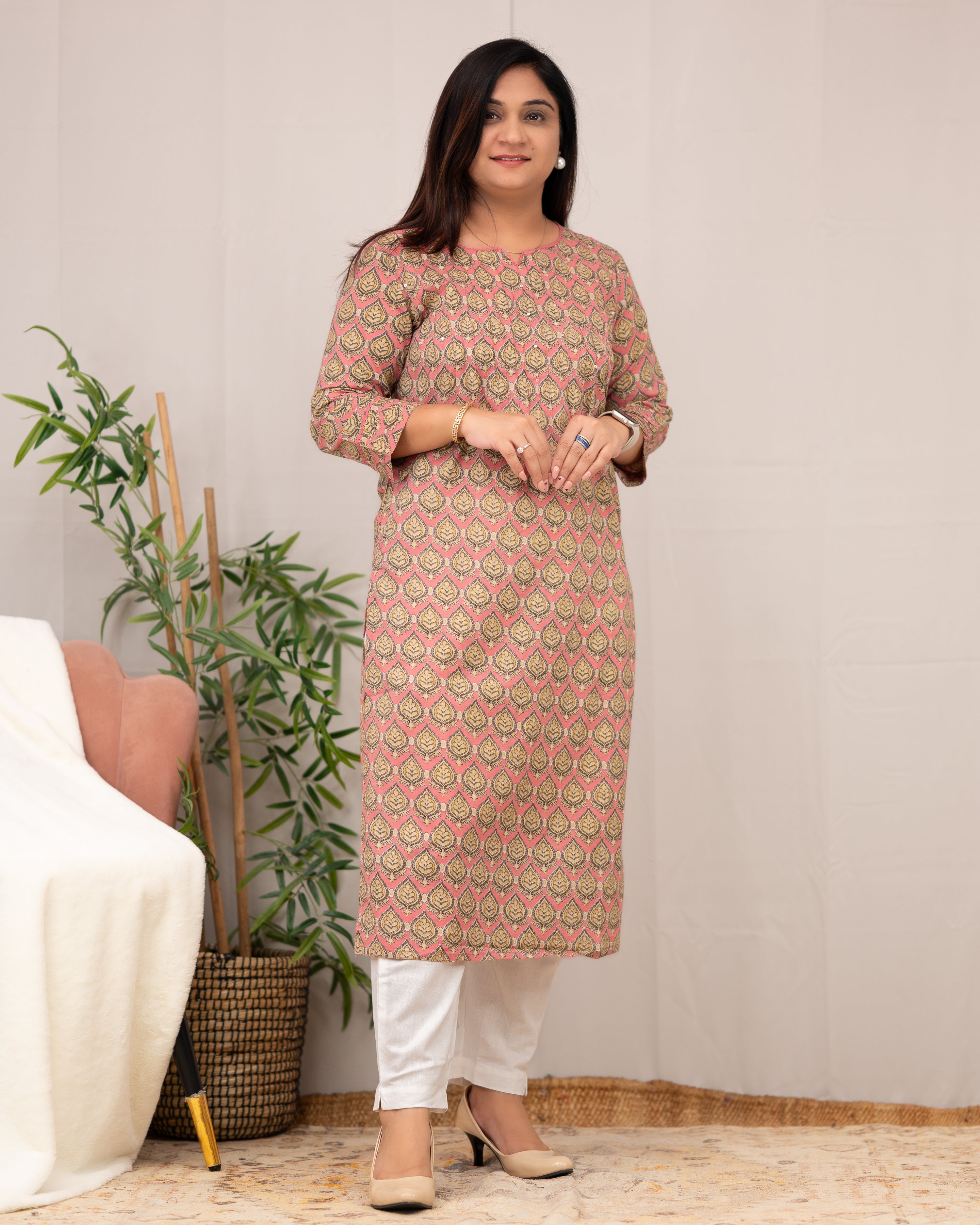 Lisha Floral Cotton Casual Kurta - The Jaipur Studio
