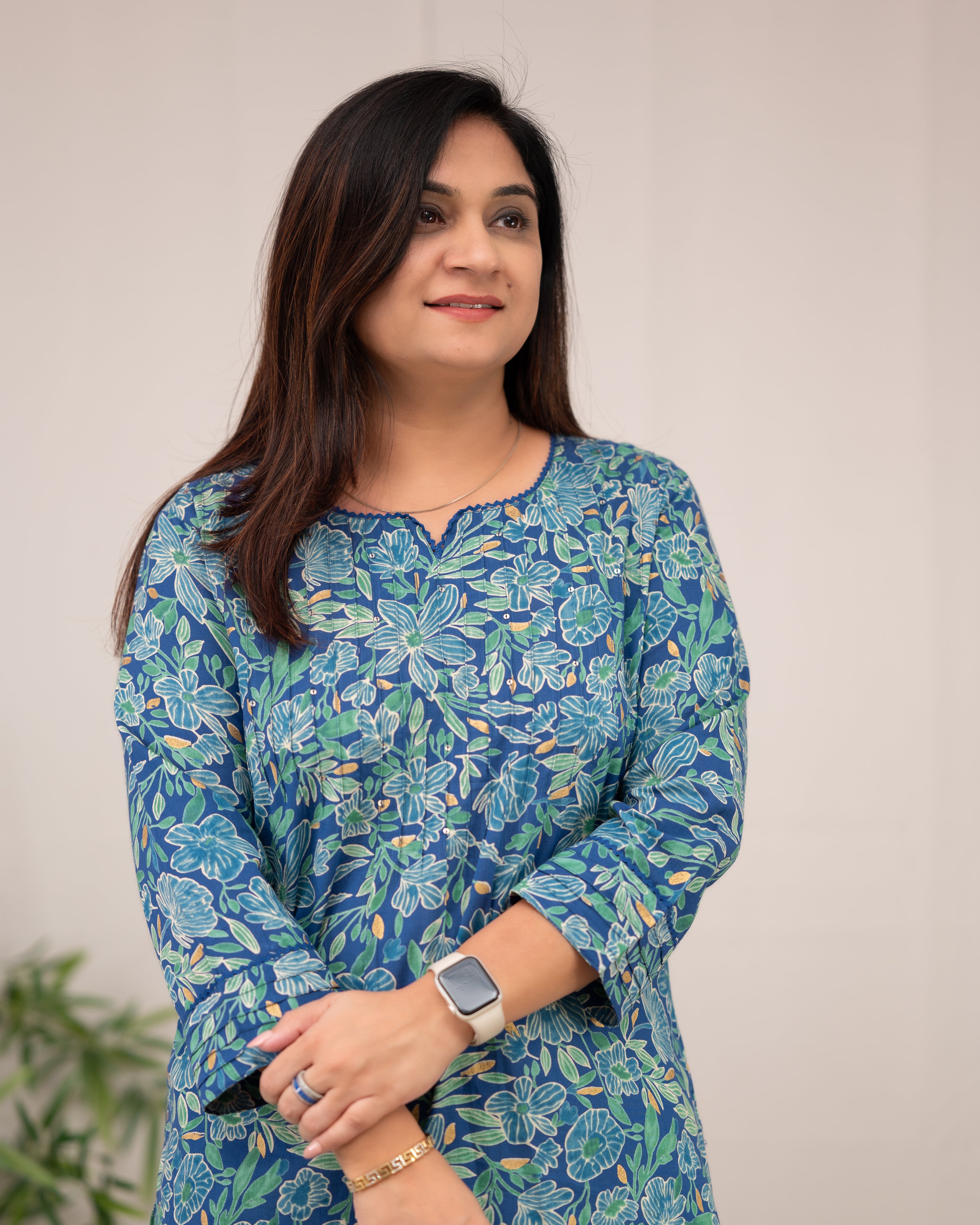 Lisha Floral Cotton Casual Kurta - The Jaipur Studio