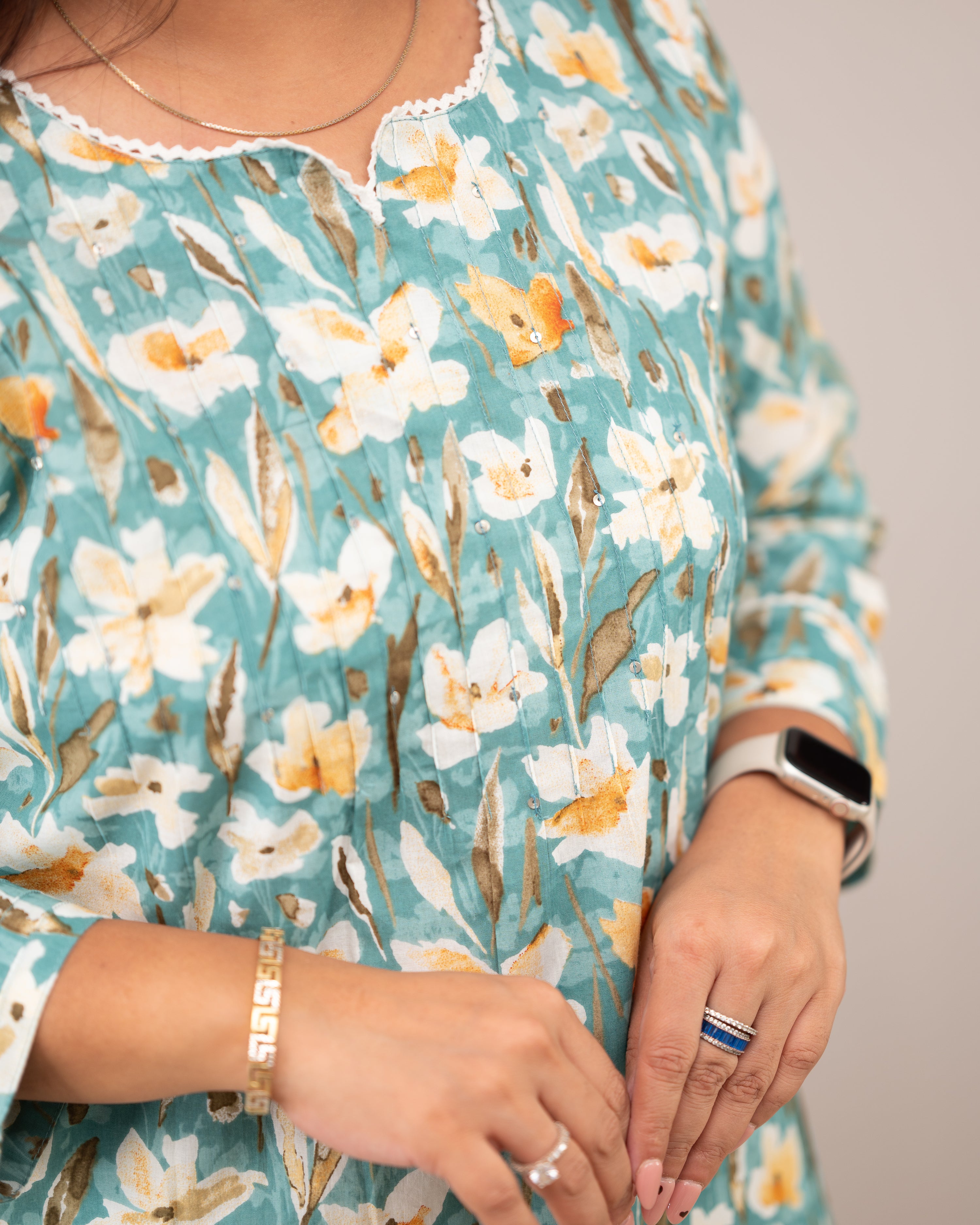 Lisha Floral Cotton Casual Kurta - The Jaipur Studio