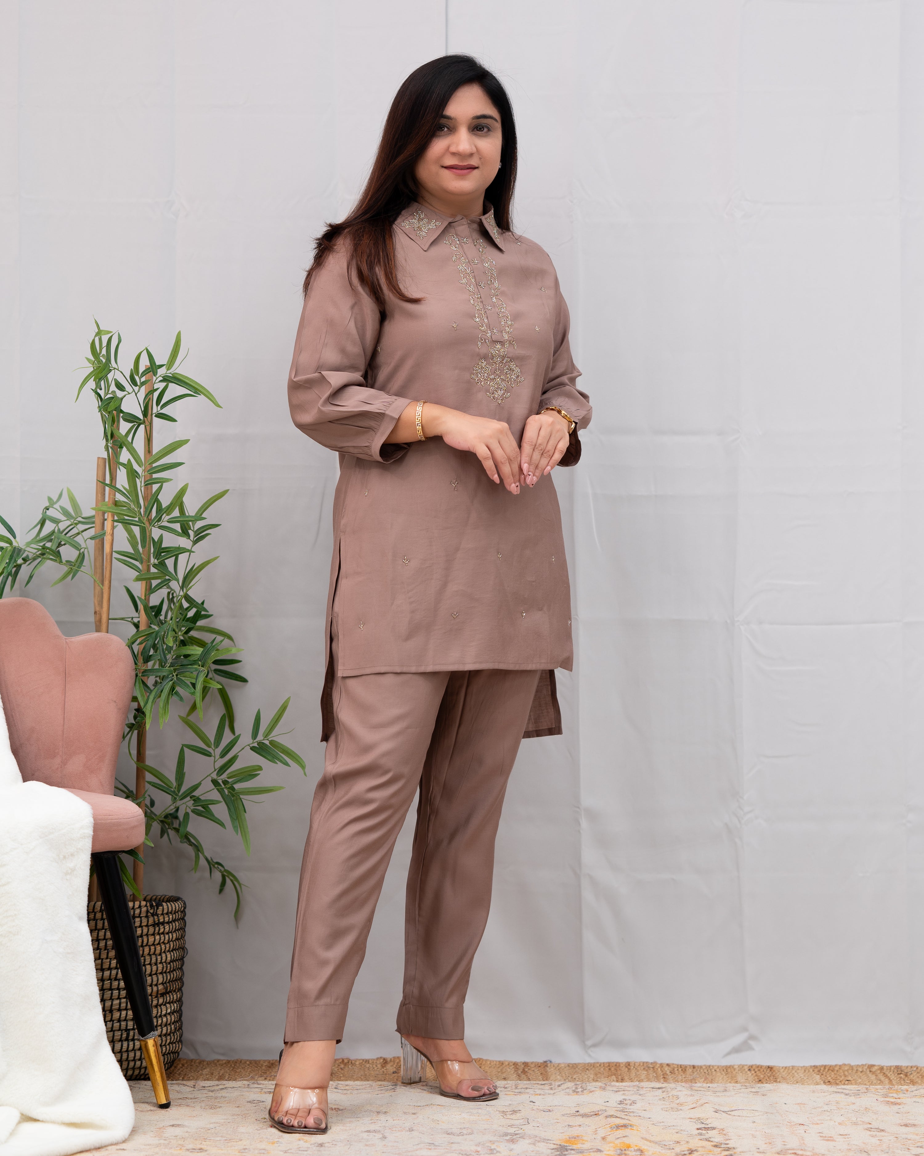 Miso Muslin Hand Embroidered Coord Set - The Jaipur Studio