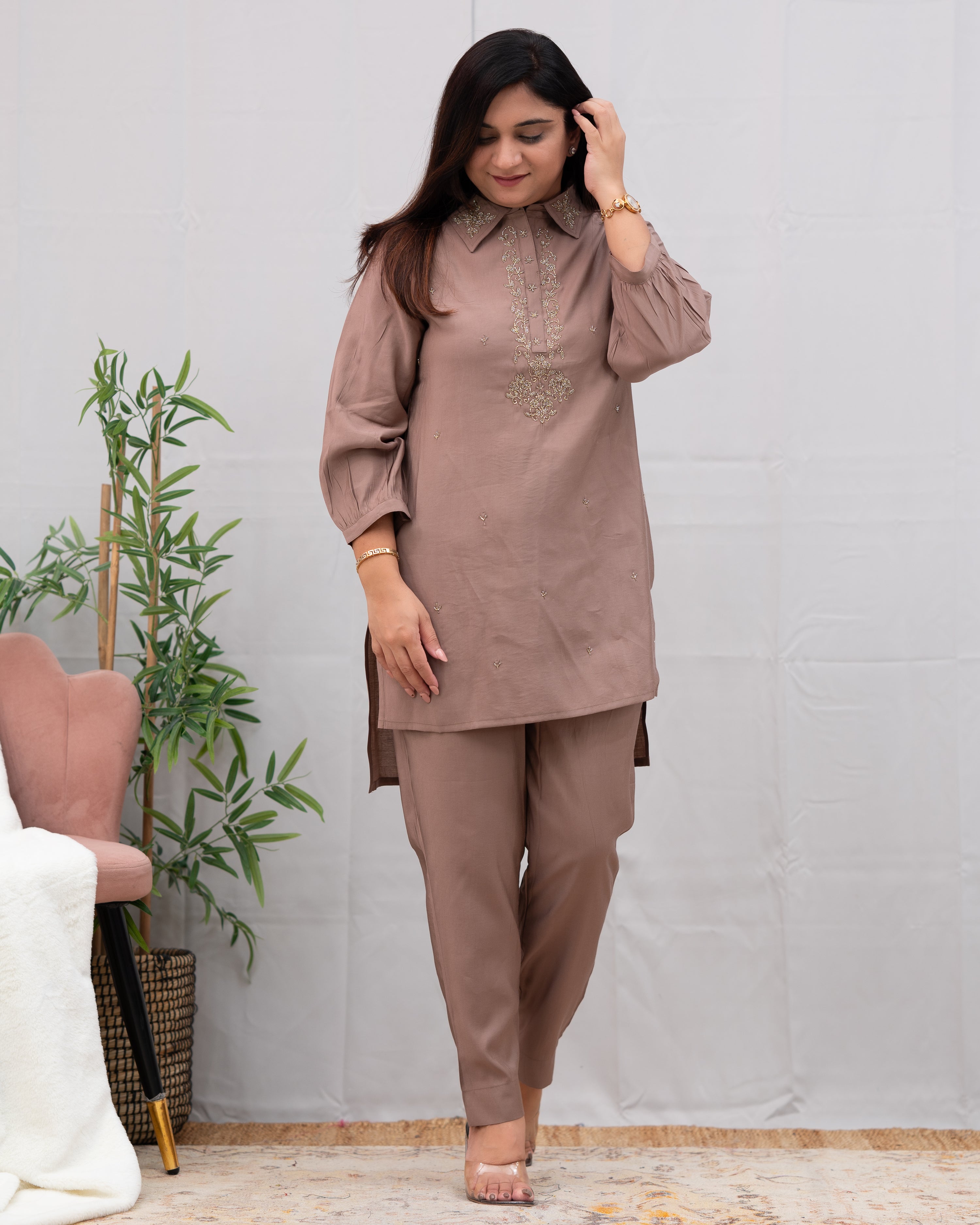 Miso Muslin Hand Embroidered Coord Set - The Jaipur Studio