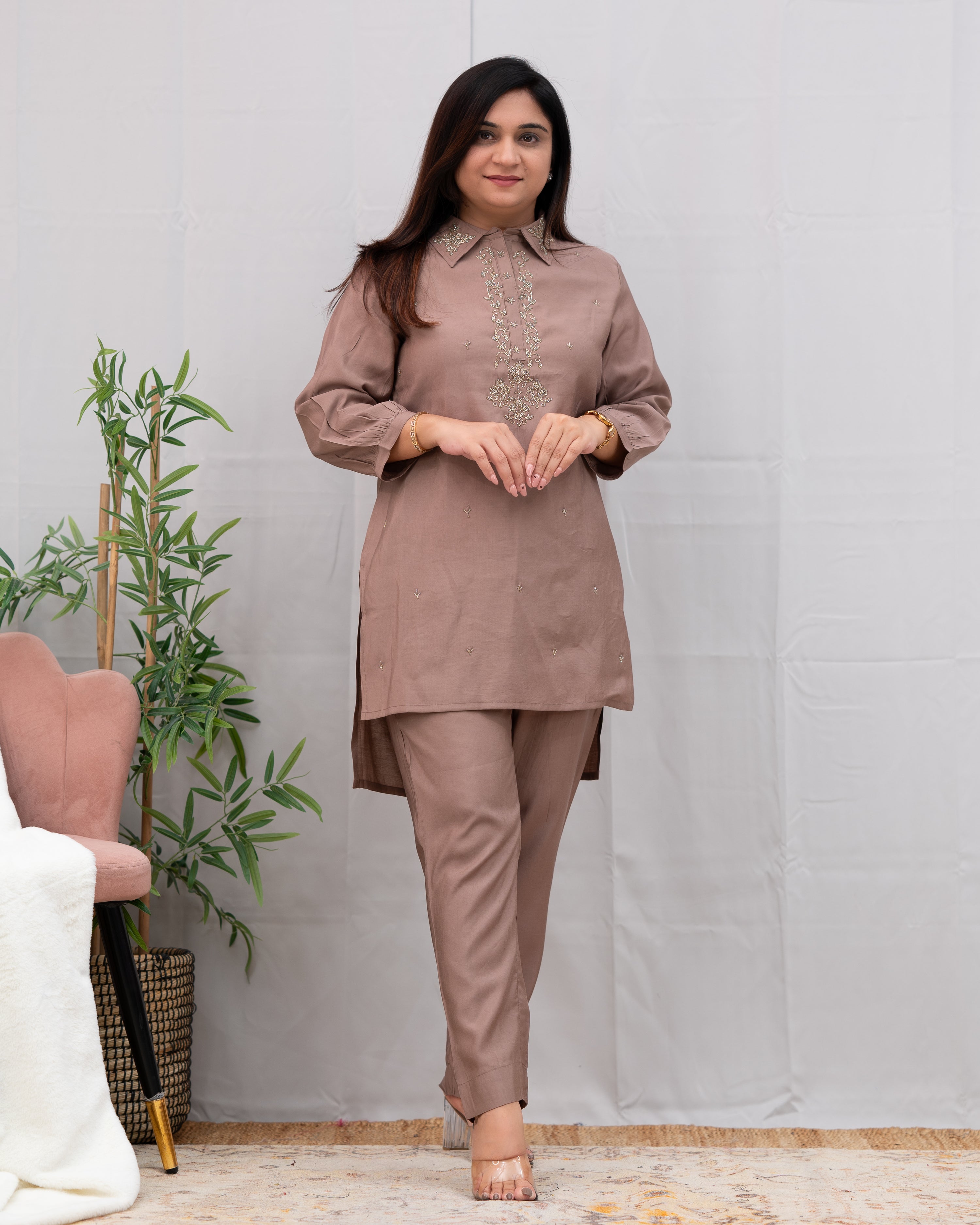 Miso Muslin Hand Embroidered Coord Set - The Jaipur Studio