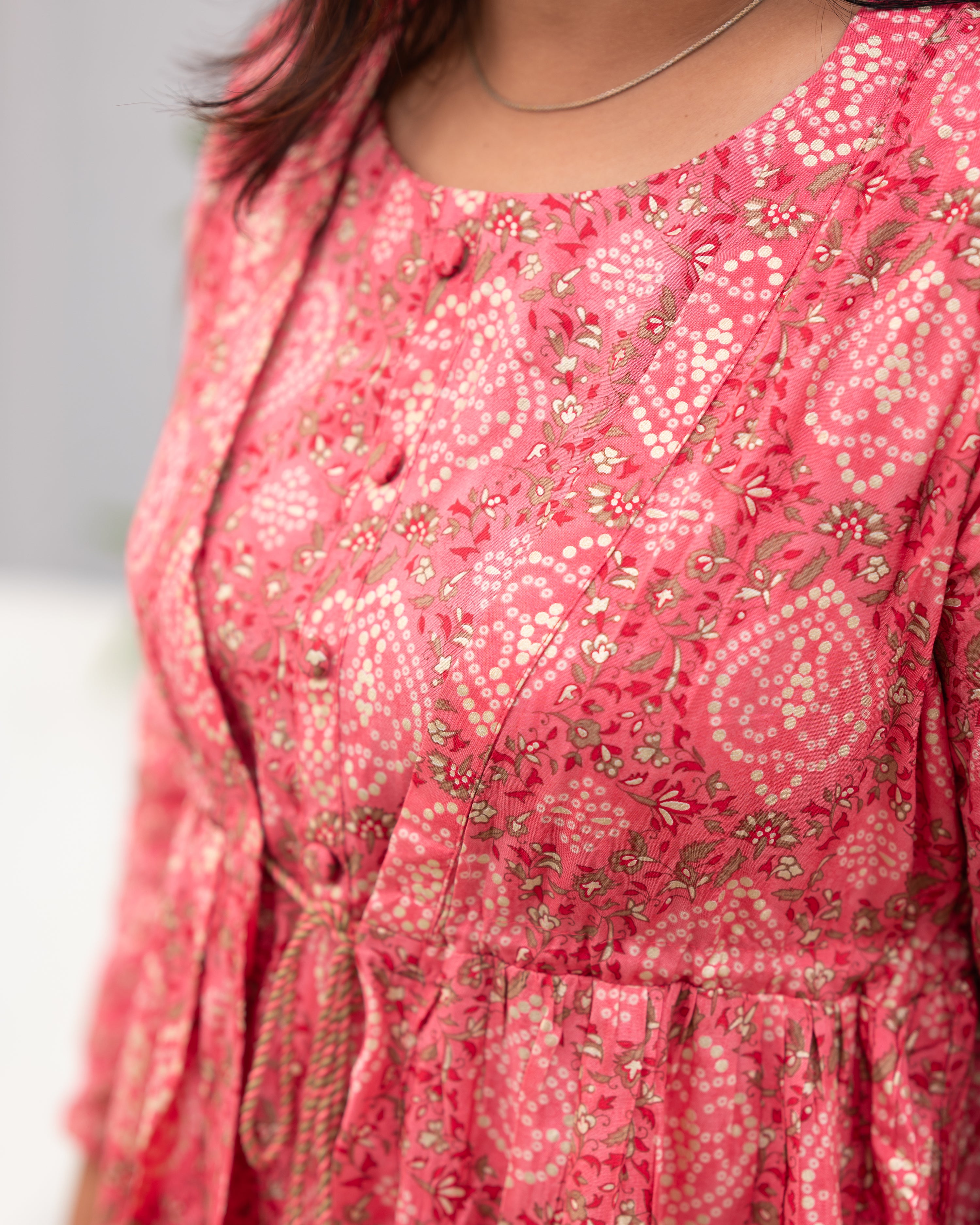 Ella Muslin Coord Set with Detachable Jacket Peach - The Jaipur Studio