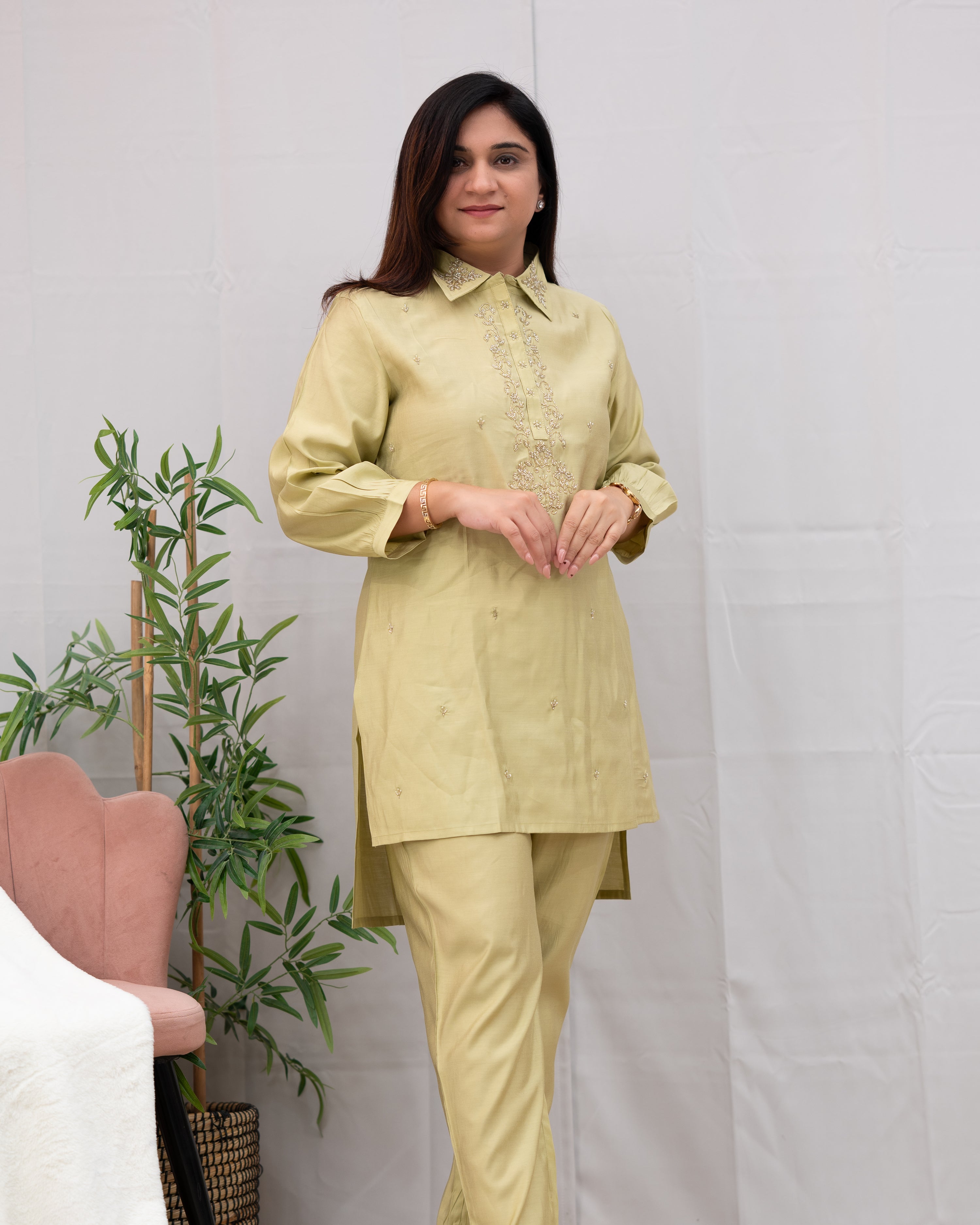 Miso Muslin Hand Embroidered Coord Set - The Jaipur Studio