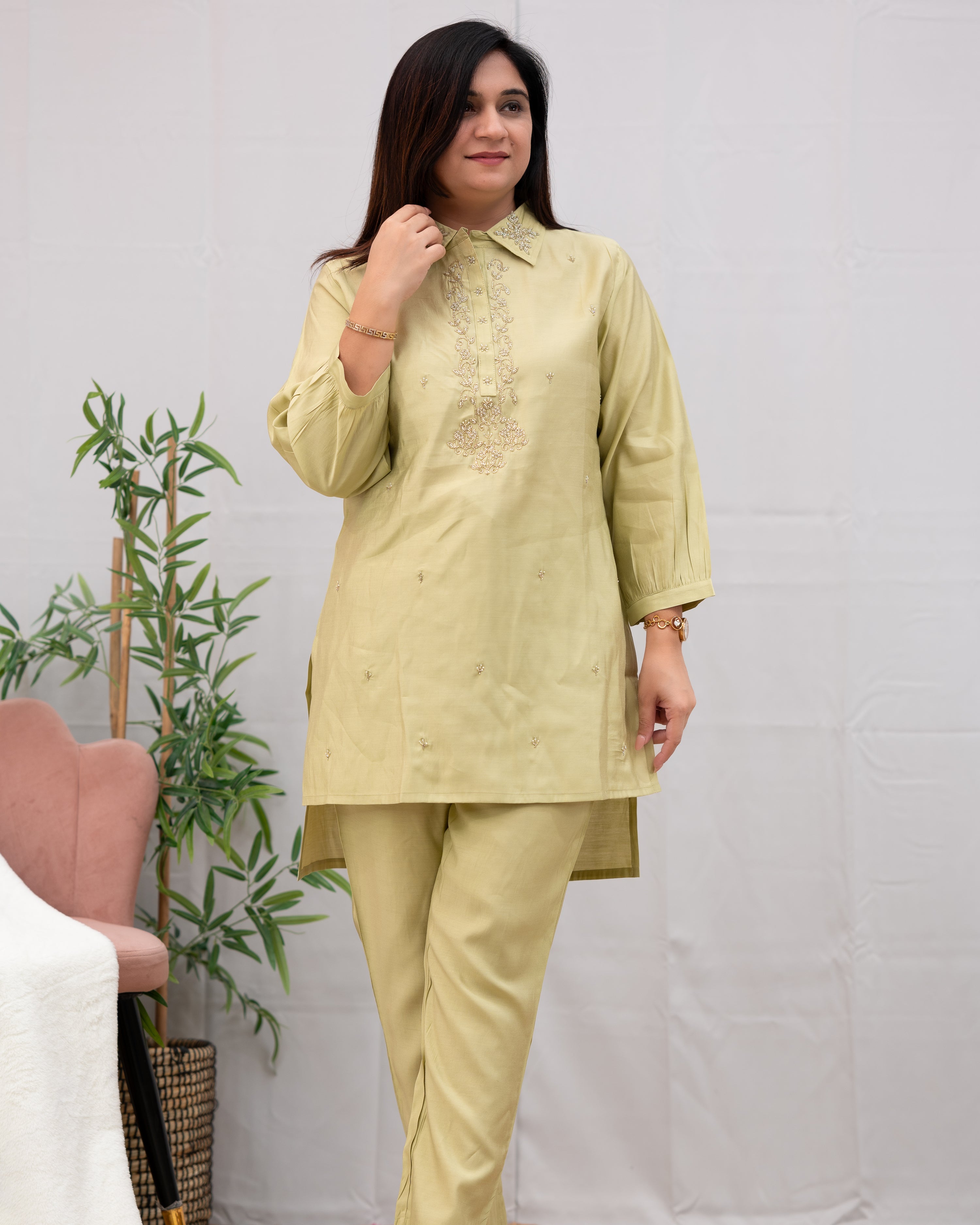 Miso Muslin Hand Embroidered Coord Set - The Jaipur Studio