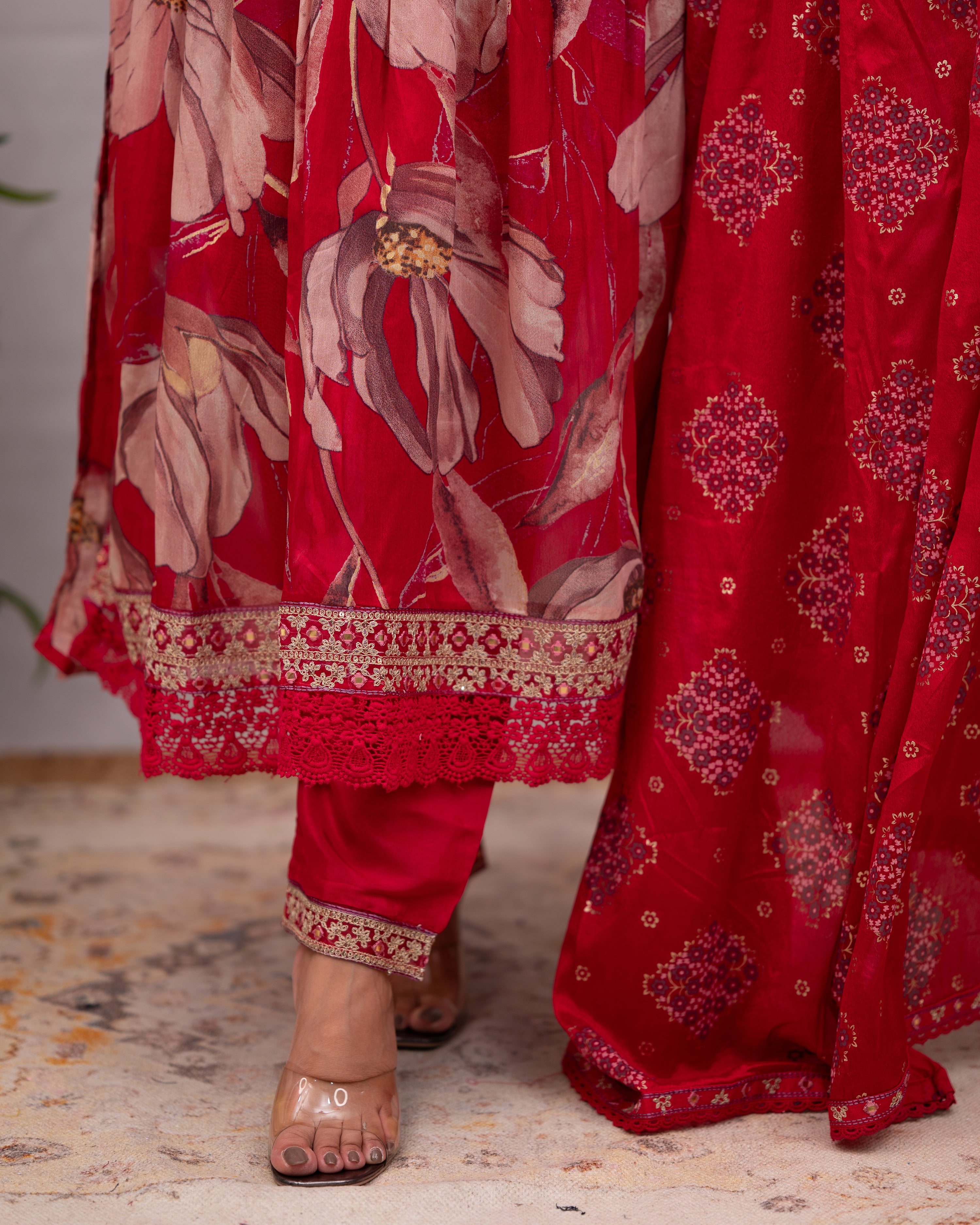 Samiksha Chinnon Embroidered Floral Nyra Pant Set - The Jaipur Studio