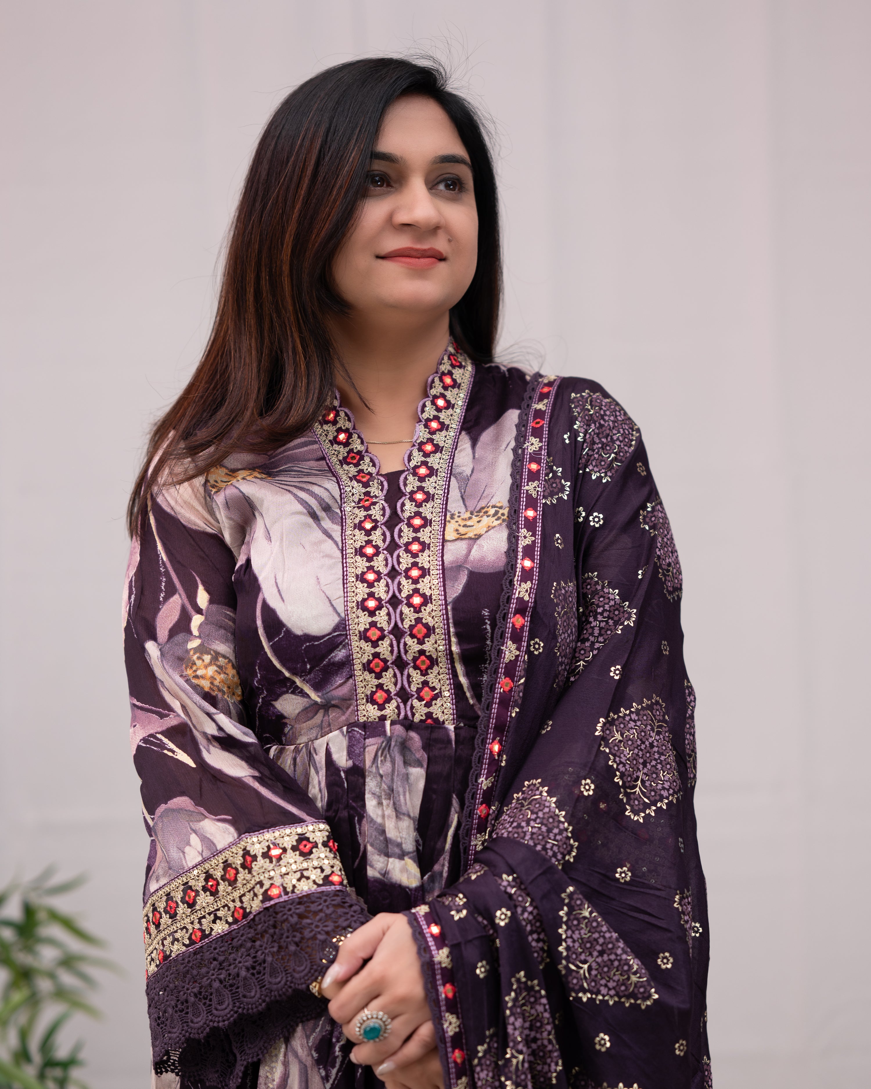 Samiksha Chinnon Embroidered Floral Nyra Pant Set - The Jaipur Studio