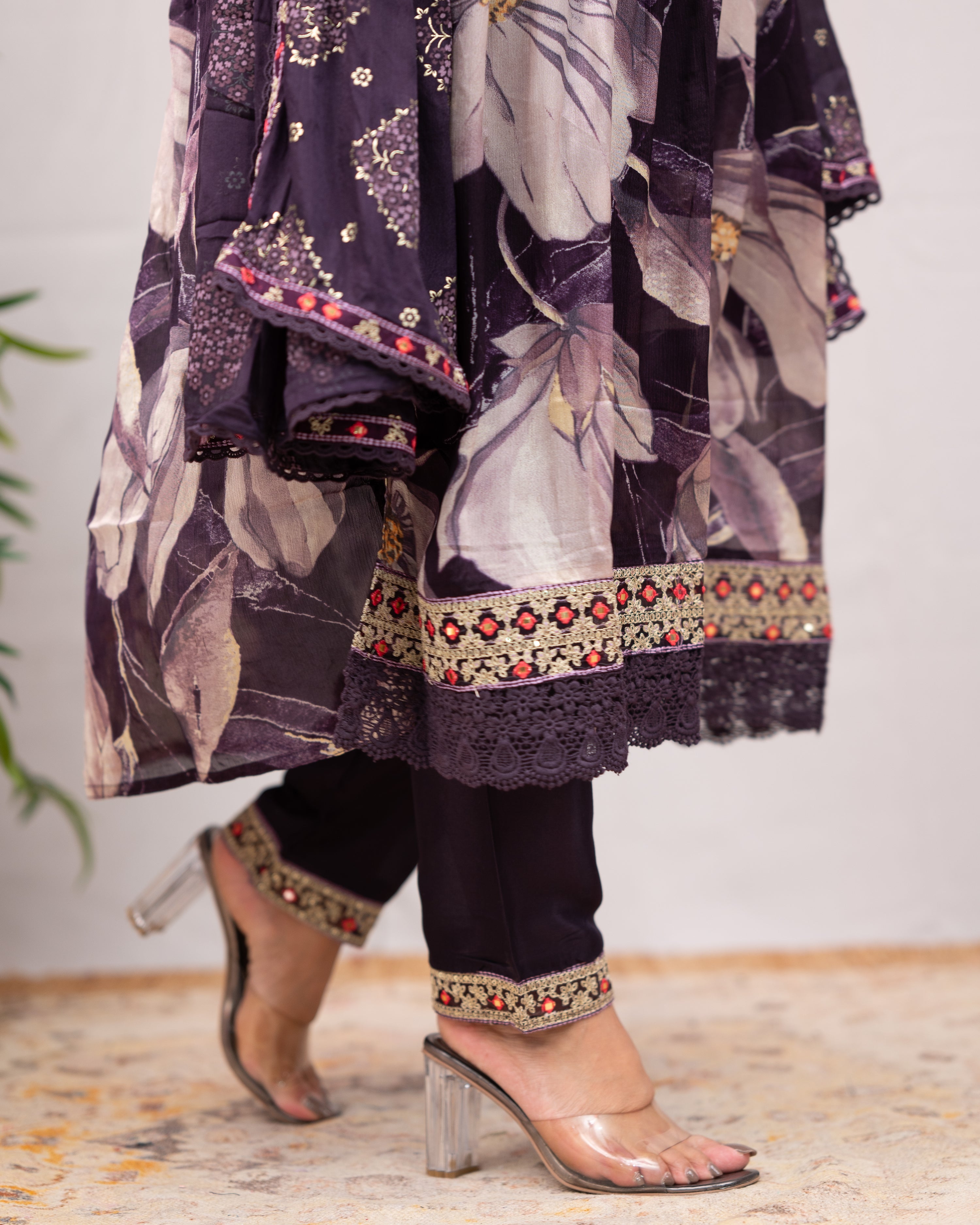 Samiksha Chinnon Embroidered Floral Nyra Pant Set - The Jaipur Studio