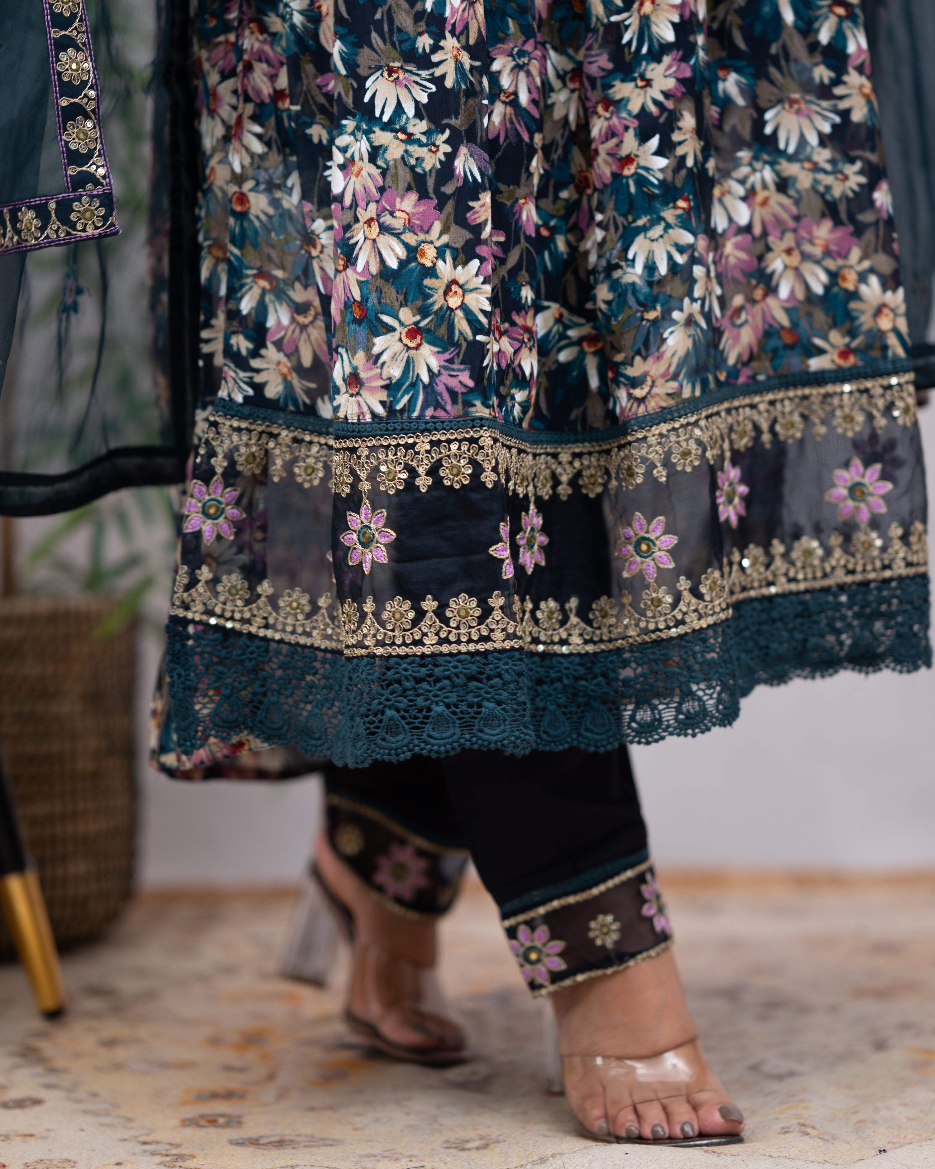 Chinnon Embroidered Floral Alia Pant Set - The Jaipur Studio