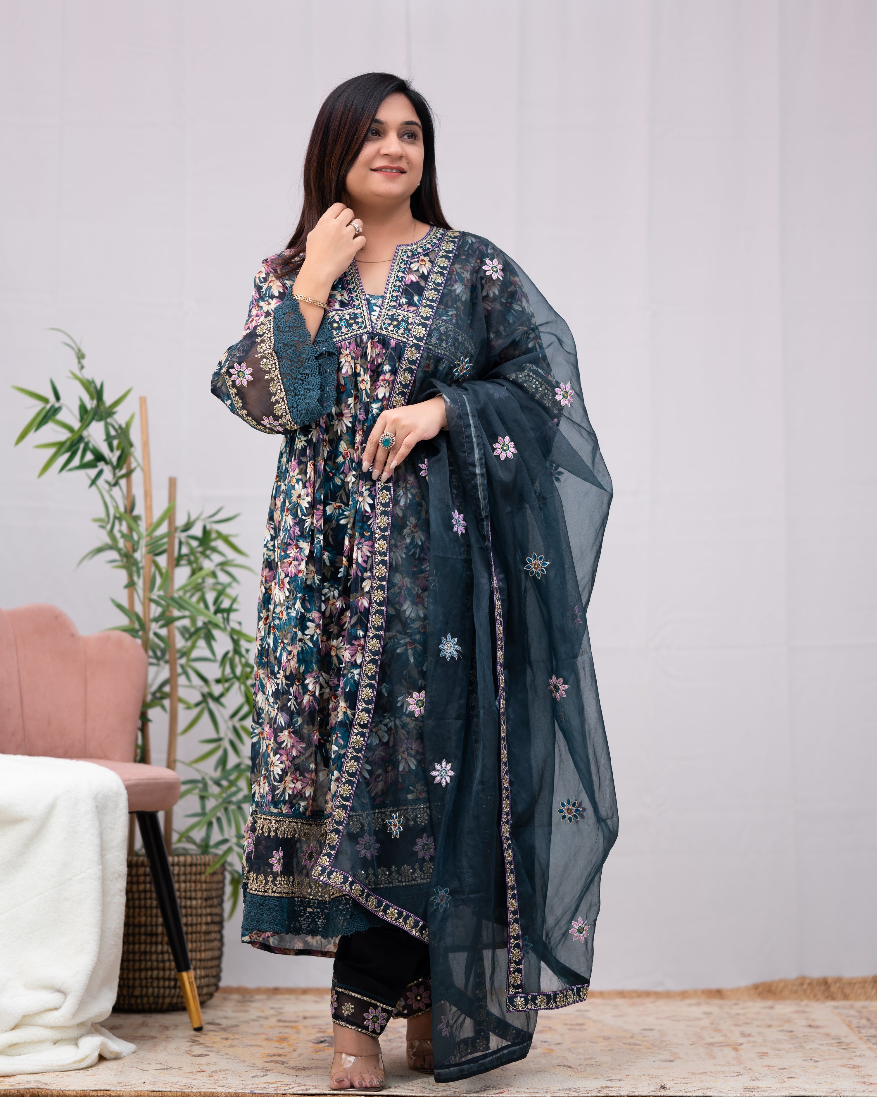 Chinnon Embroidered Floral Alia Pant Set - The Jaipur Studio