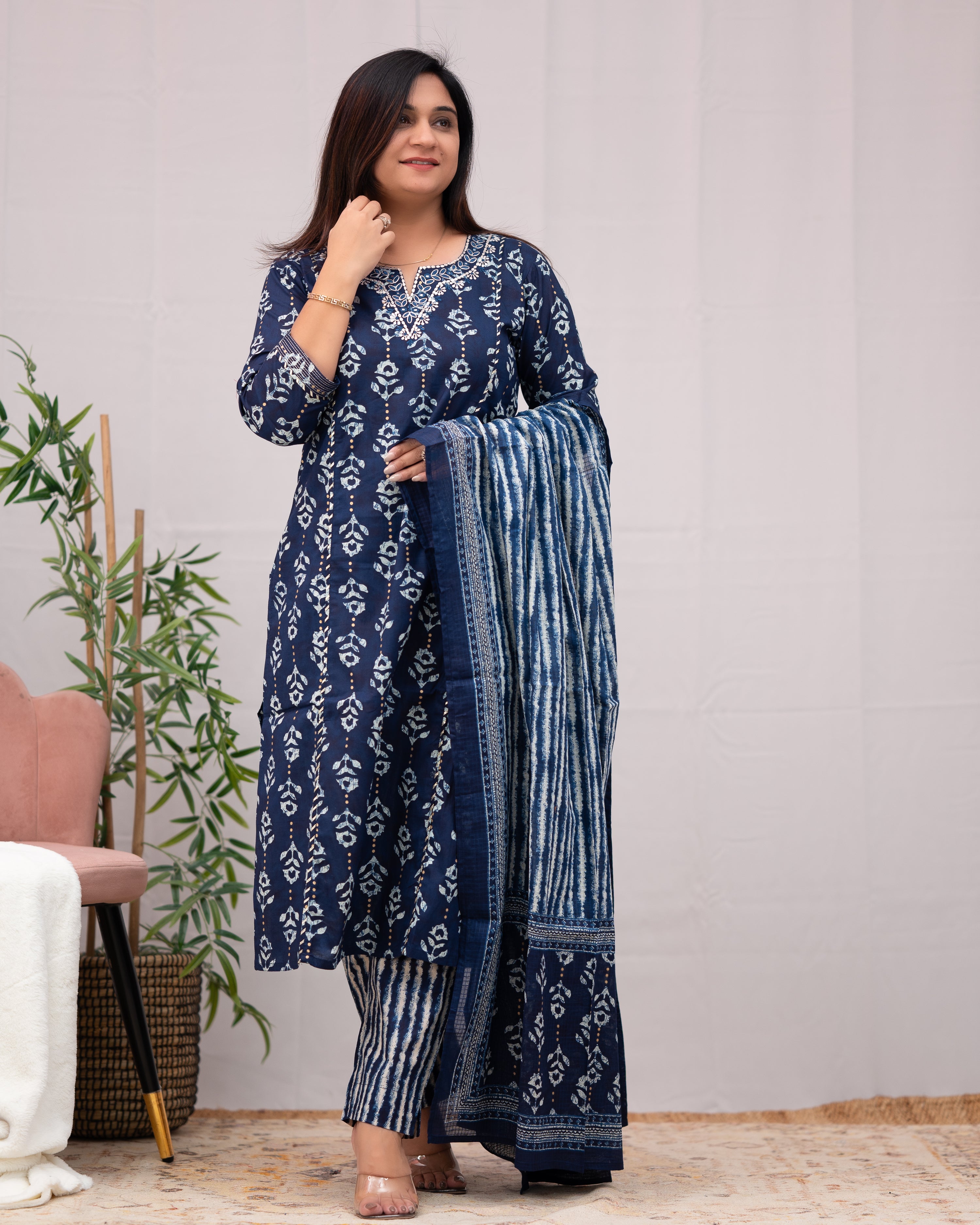 Anina Cotton Zari Embroidered Pant Set - The Jaipur Studio