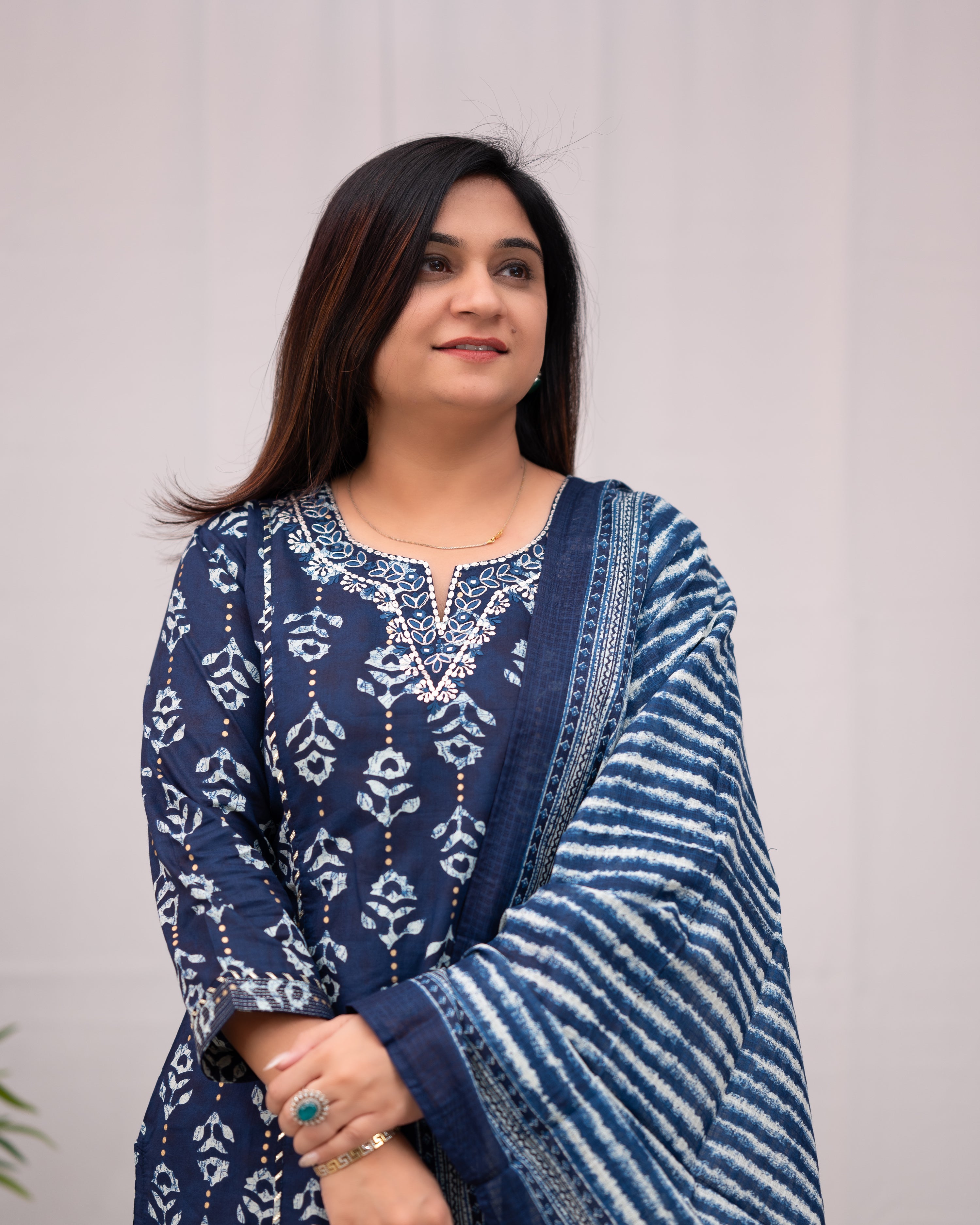 Anina Cotton Zari Embroidered Pant Set - The Jaipur Studio