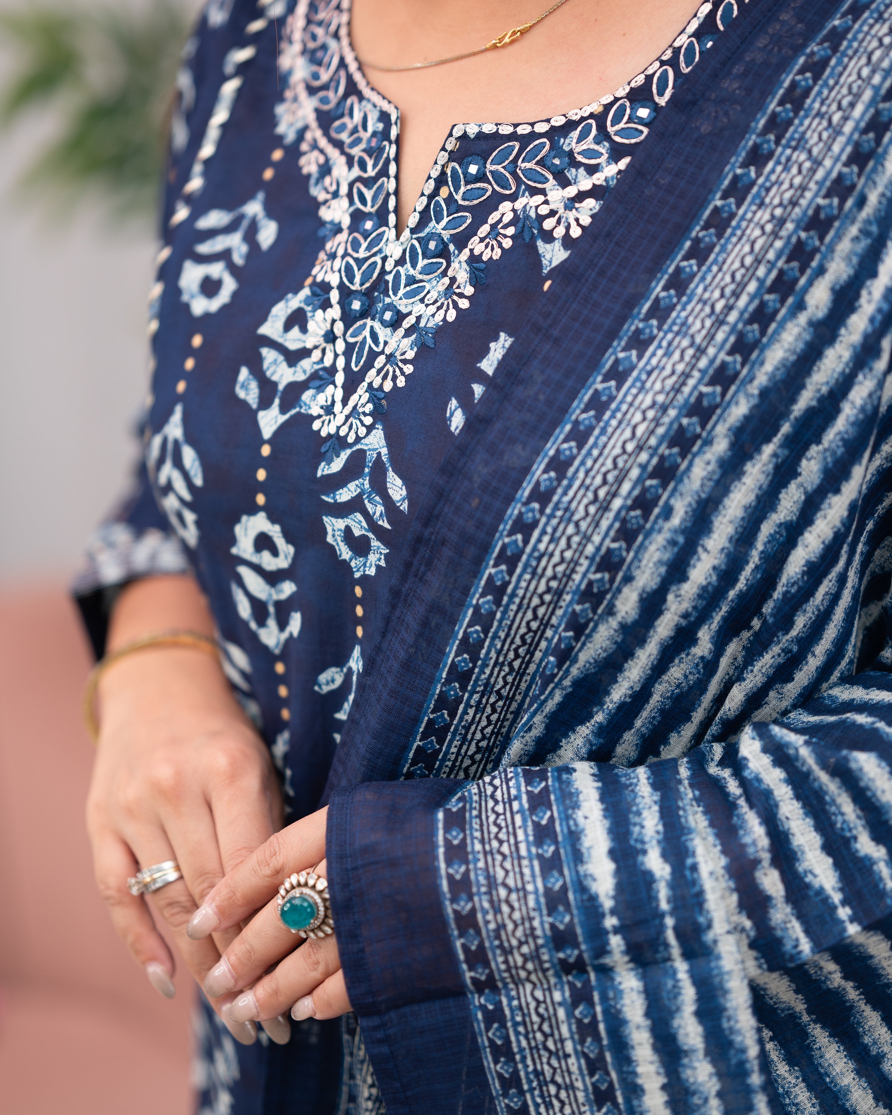 Anina Cotton Zari Embroidered Pant Set - The Jaipur Studio
