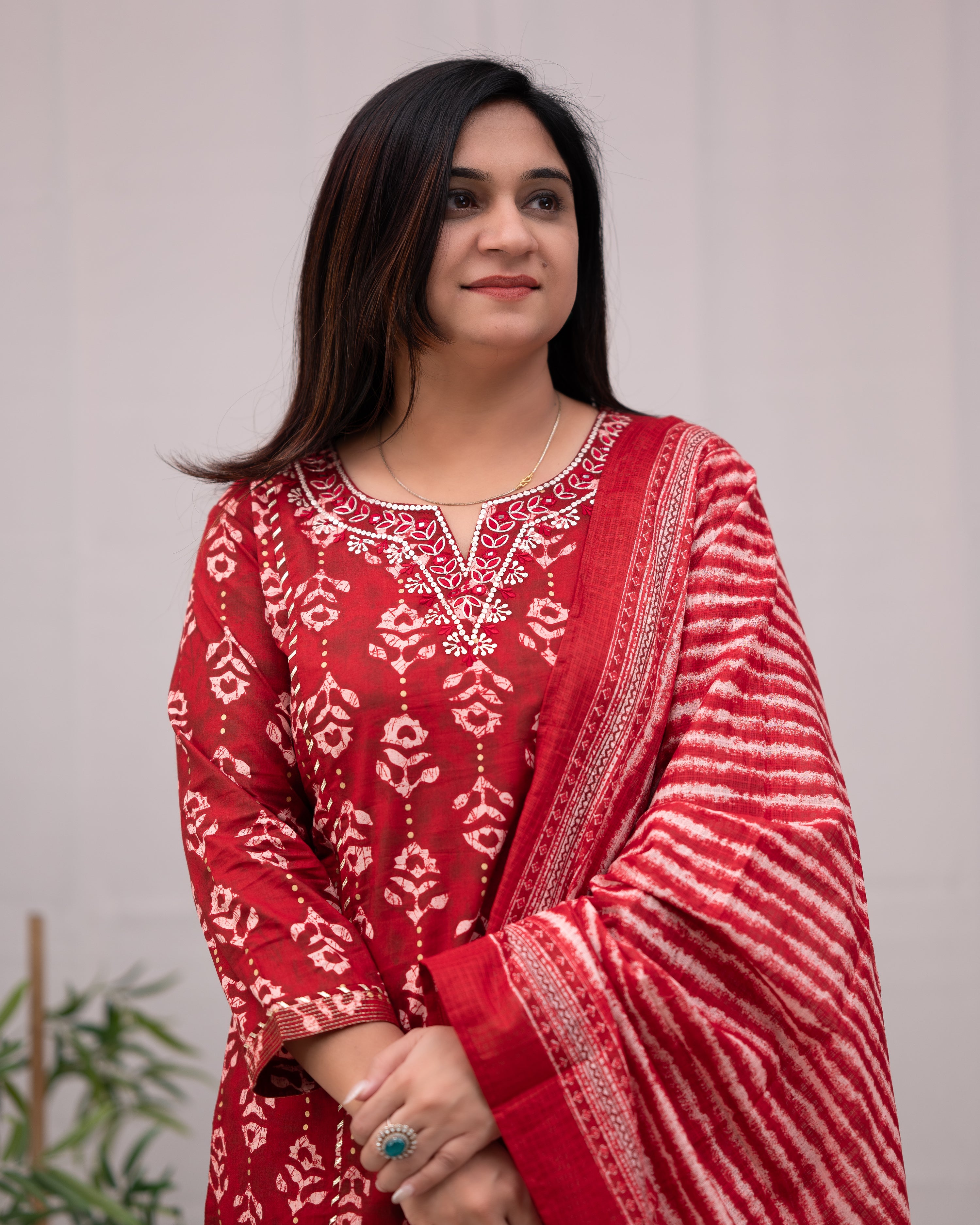Anina Cotton Zari Embroidered Pant Set - The Jaipur Studio