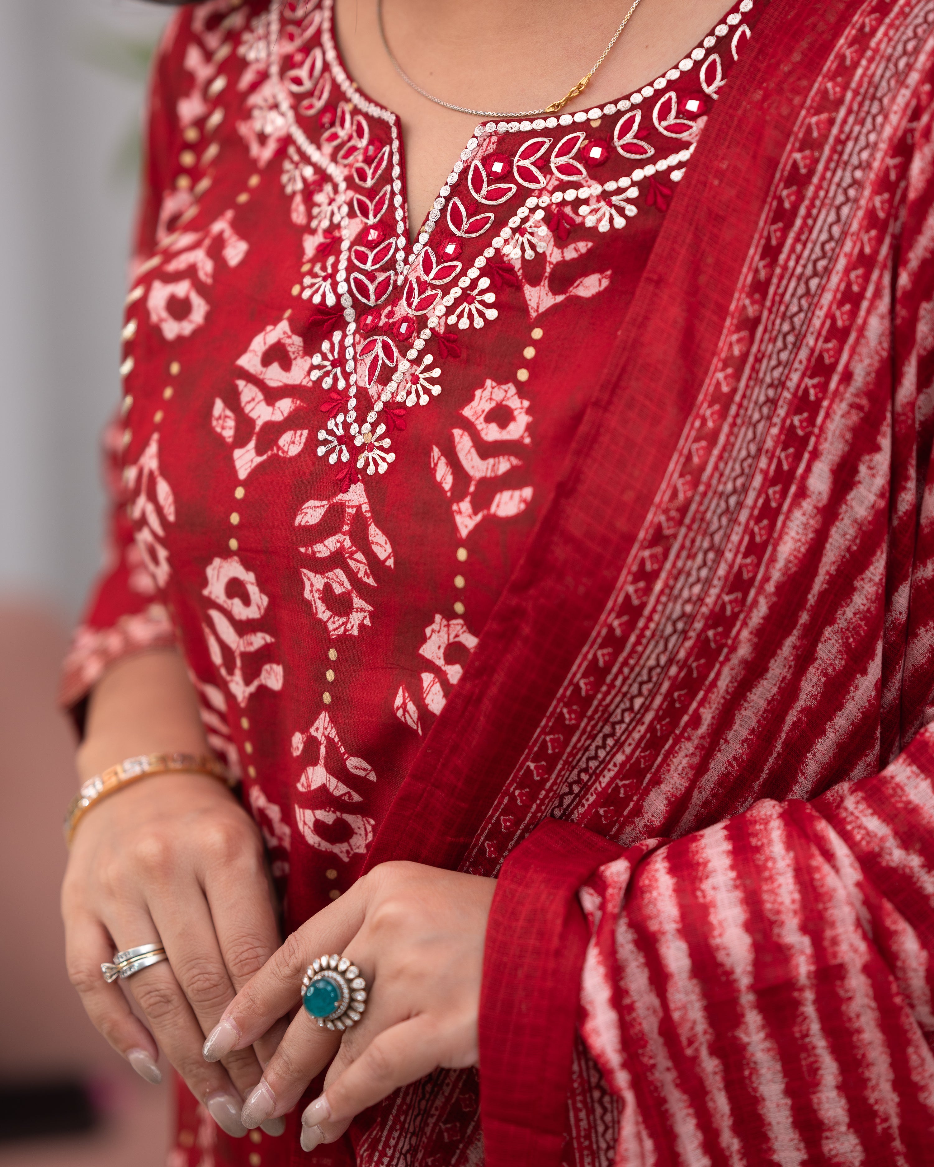 Anina Cotton Zari Embroidered Pant Set - The Jaipur Studio