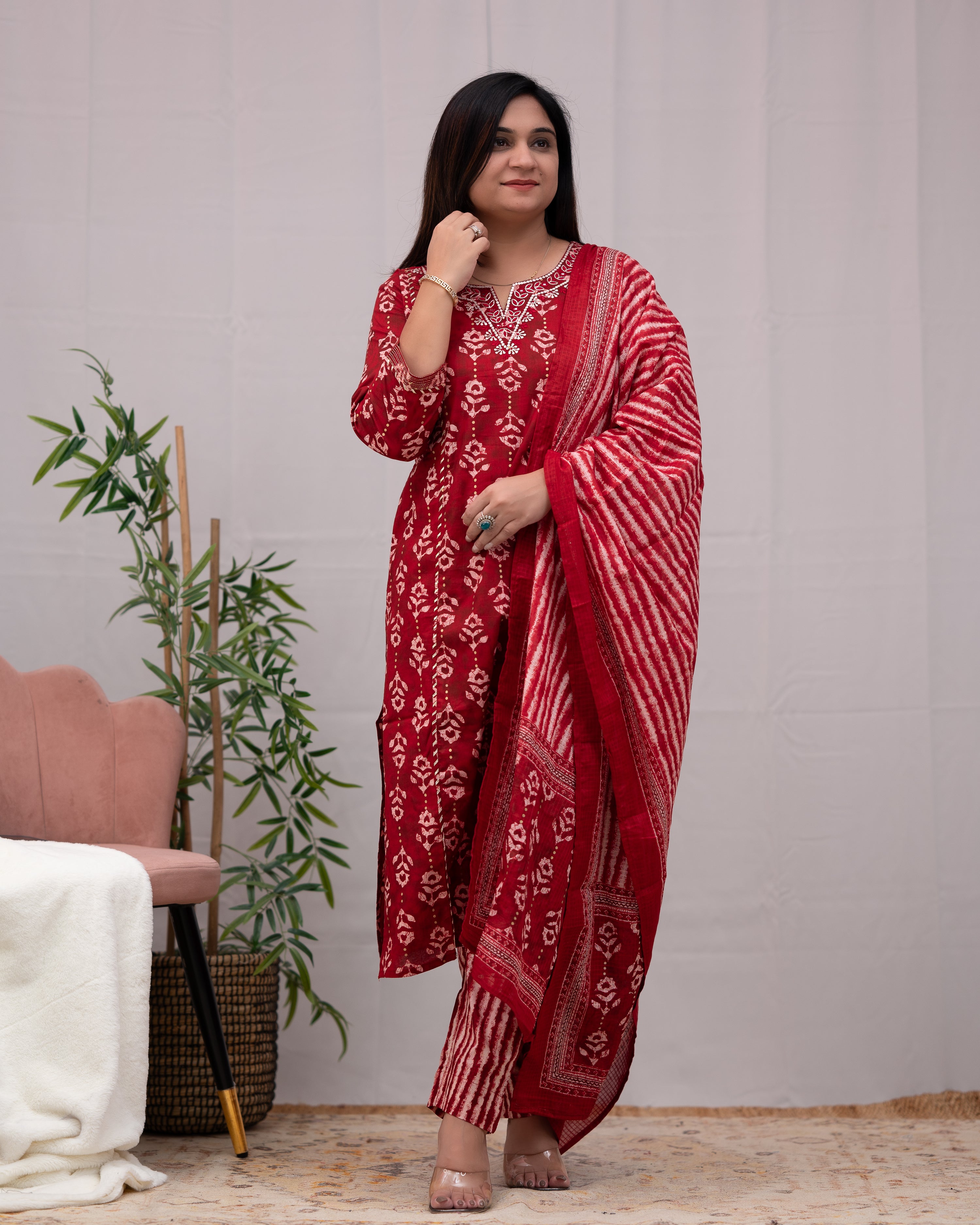 Anina Cotton Zari Embroidered Pant Set - The Jaipur Studio