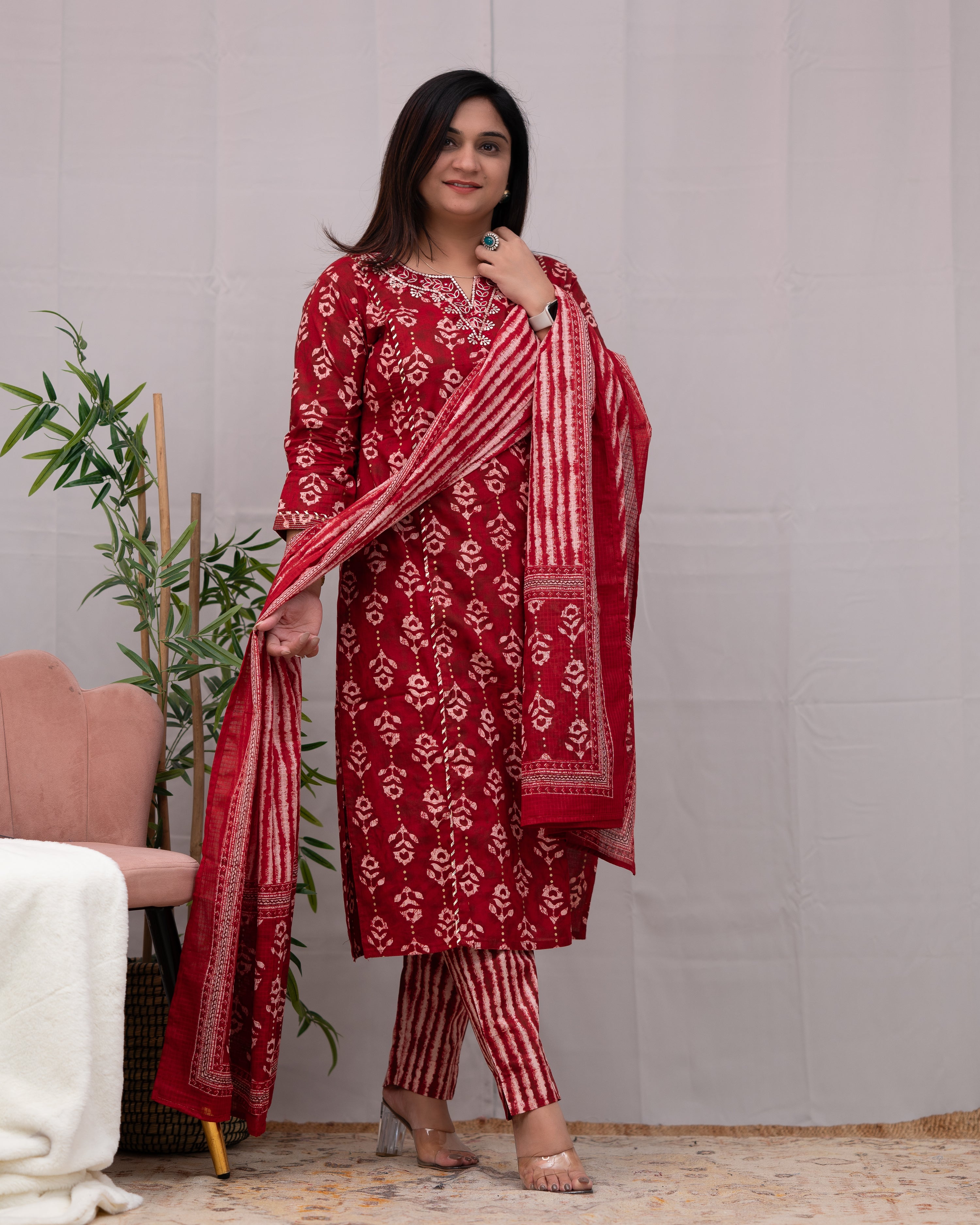 Anina Cotton Zari Embroidered Pant Set - The Jaipur Studio
