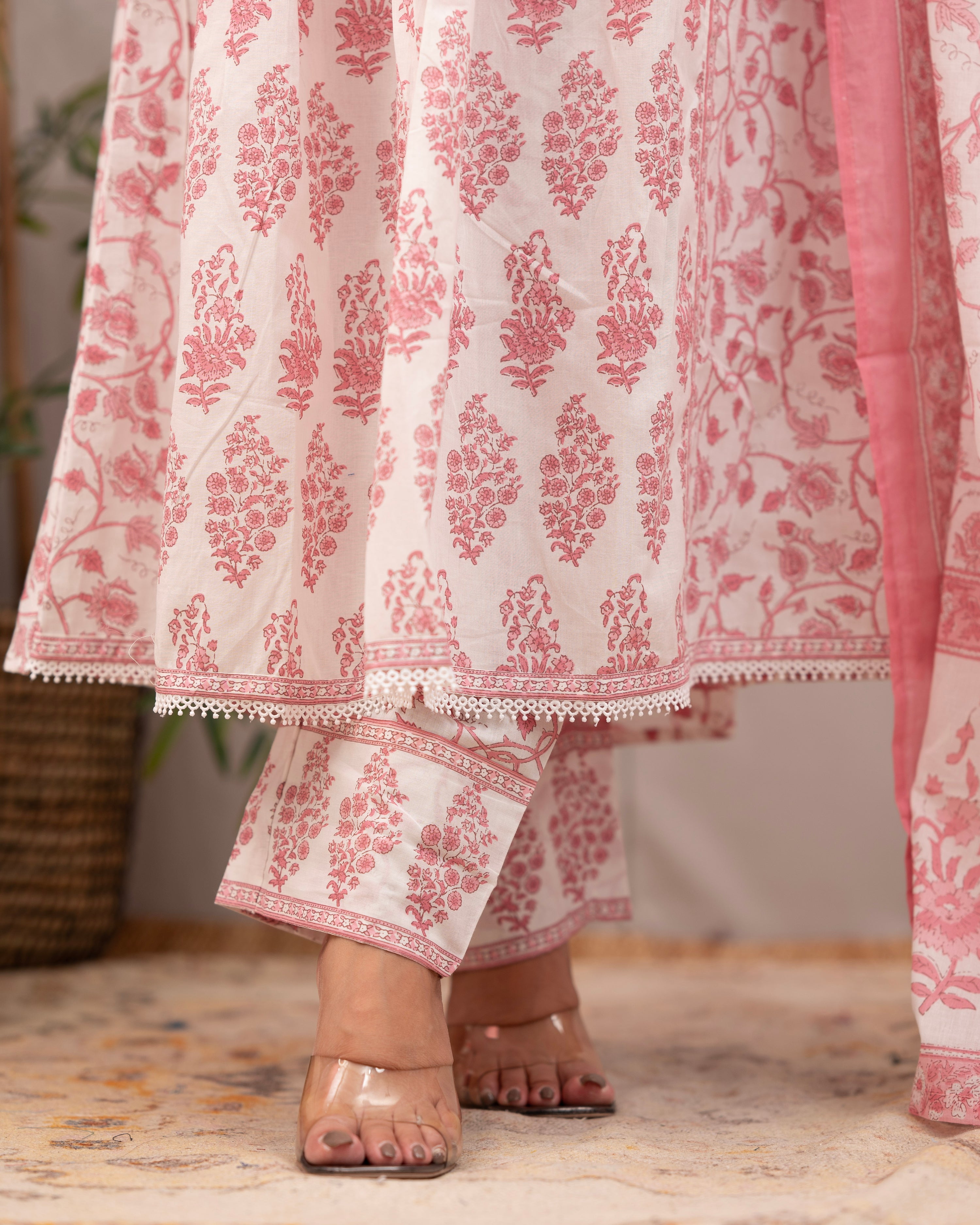 Saloni Premium Cotton Embroidered Anarkali Pant Set - The Jaipur Studio
