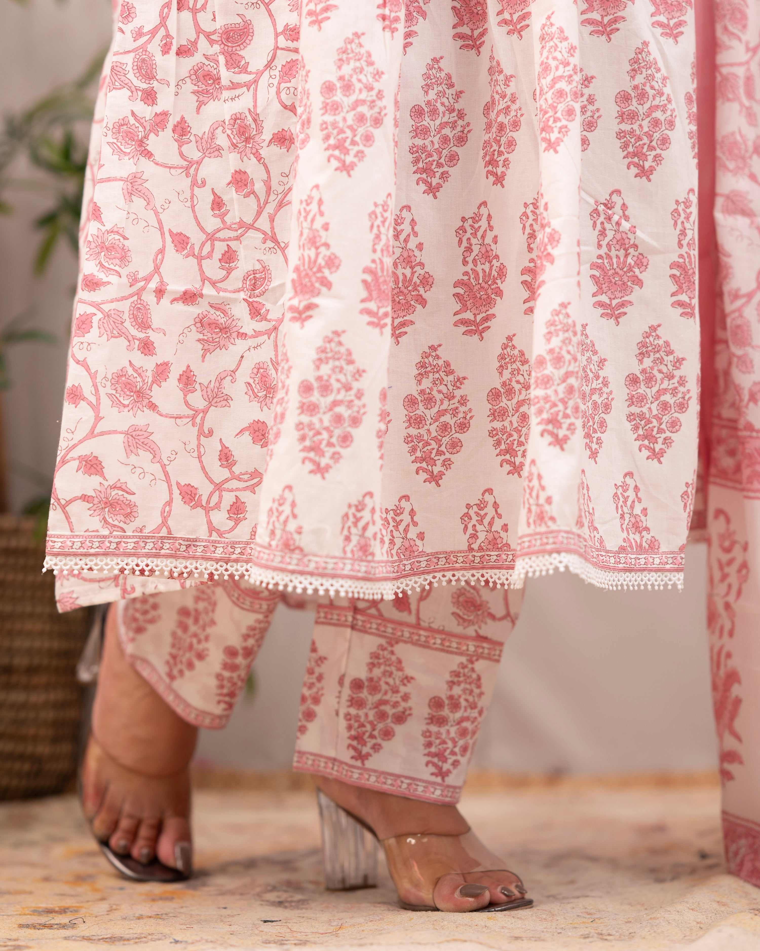 Saloni Premium Cotton Embroidered Anarkali Pant Set - The Jaipur Studio
