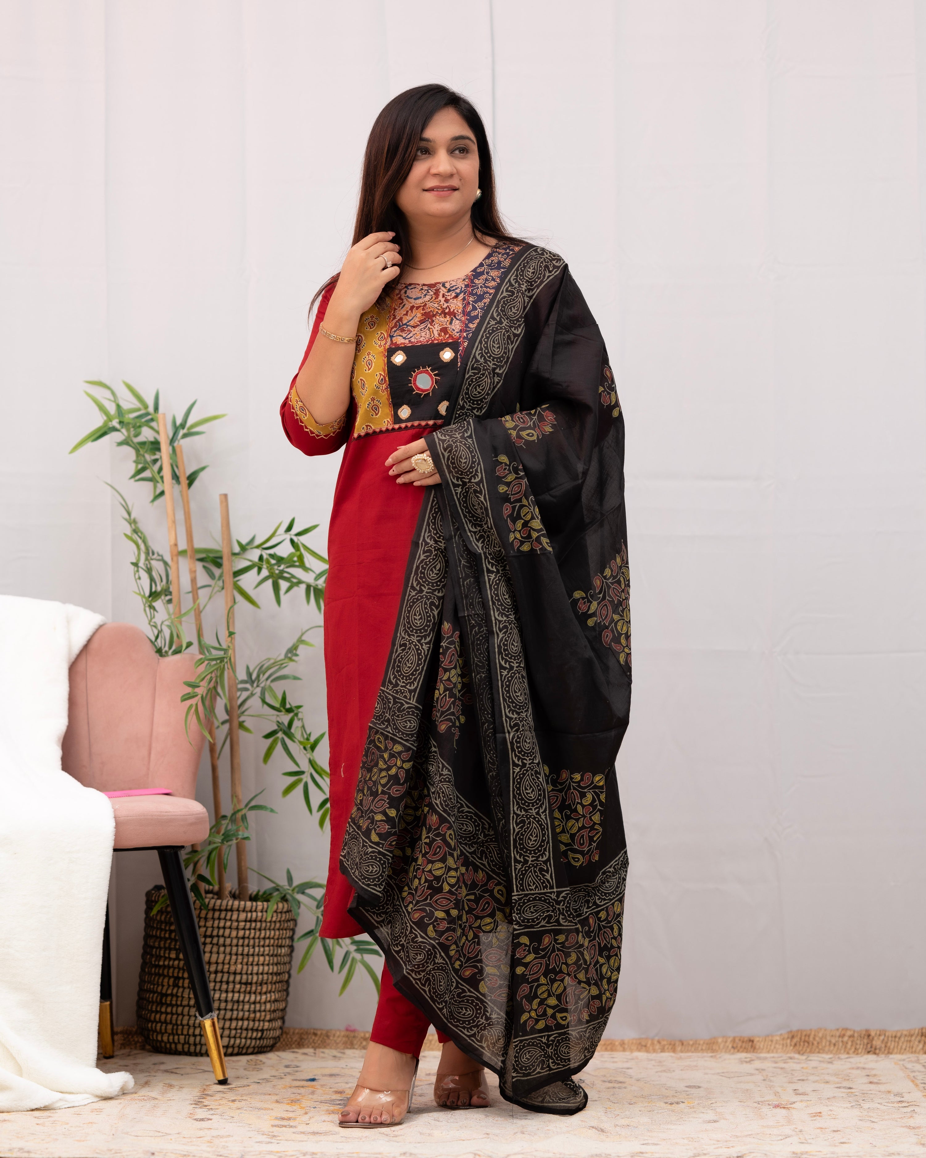 Niharika Hand Embroidered casual pant set - The Jaipur Studio