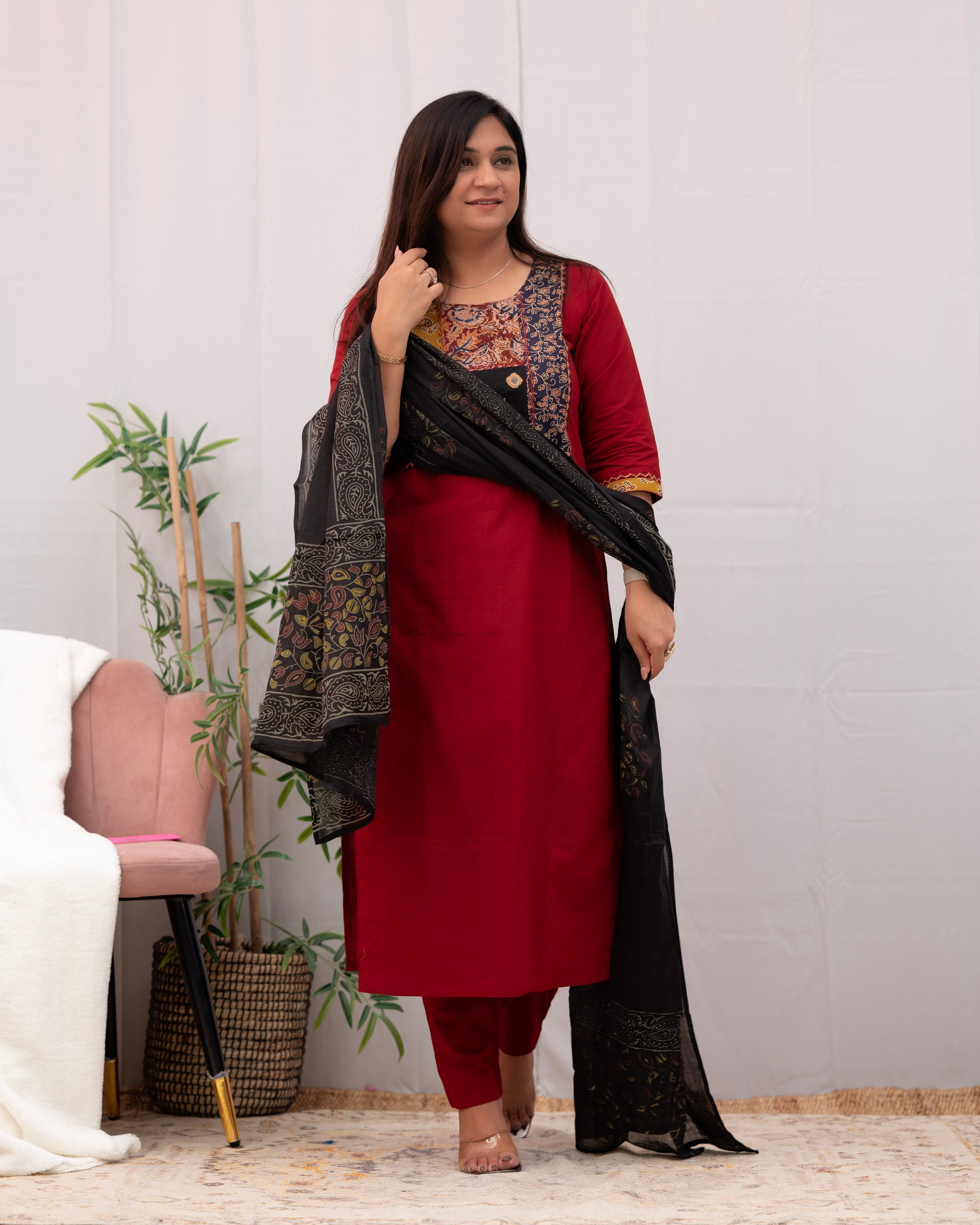 Niharika Hand Embroidered casual pant set - The Jaipur Studio