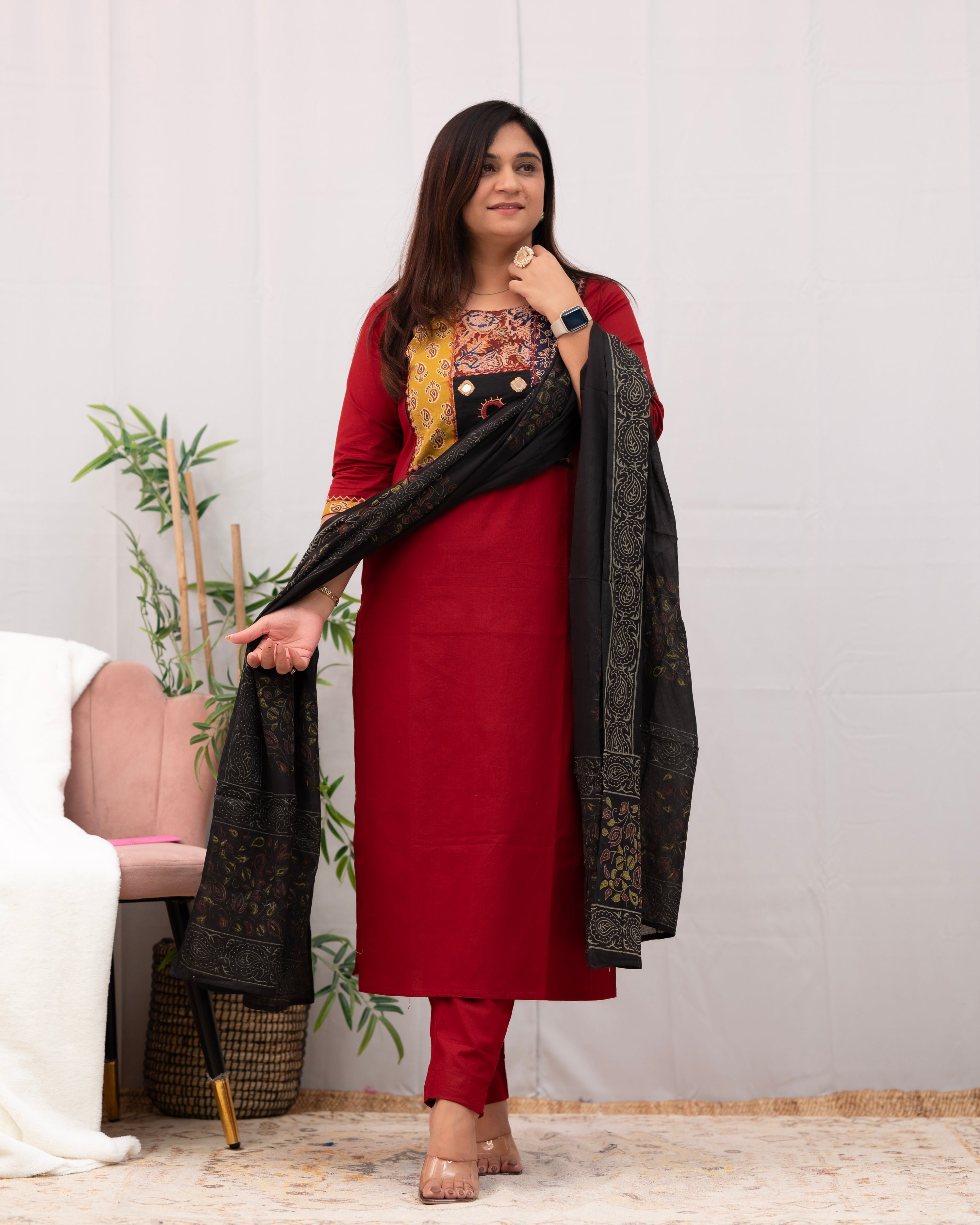Niharika Hand Embroidered casual pant set - The Jaipur Studio