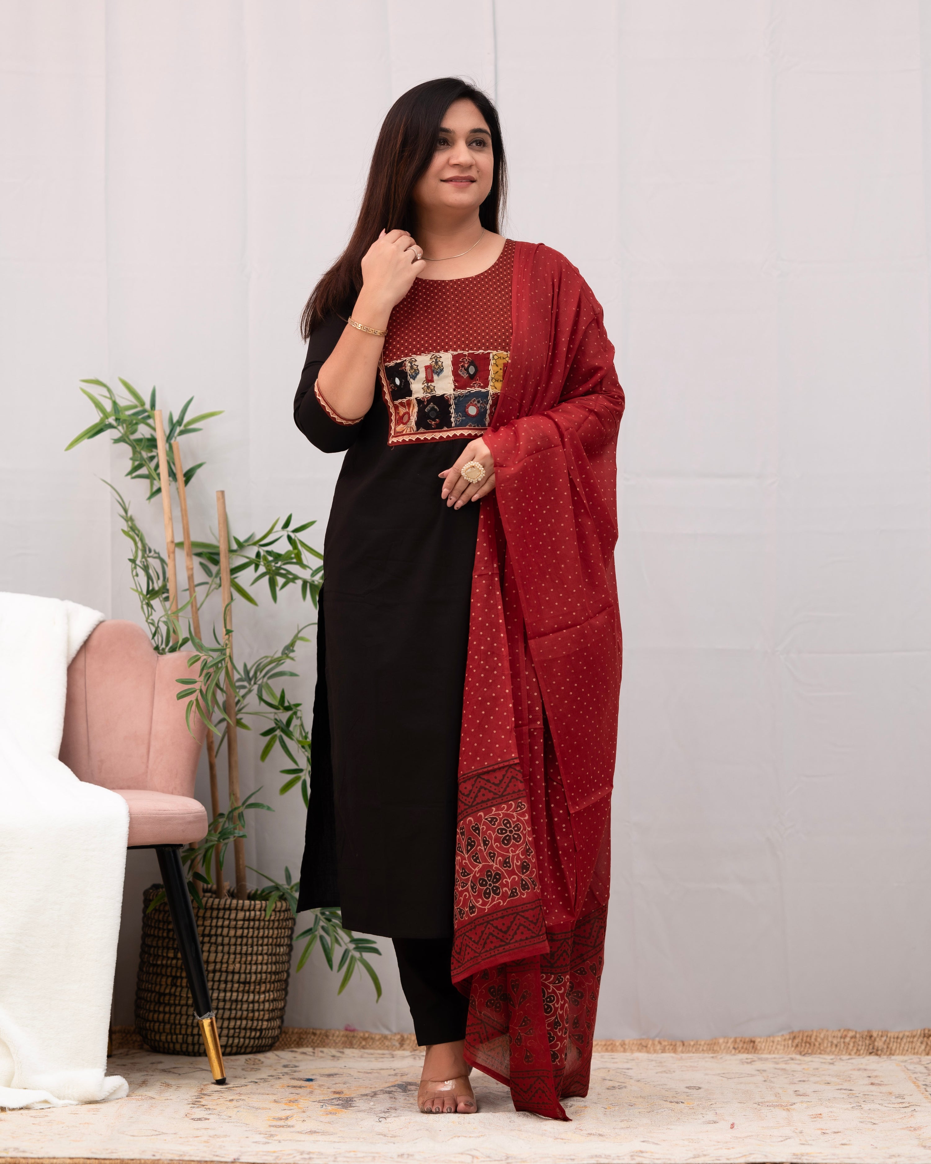 Niharika Hand Embroidered casual pant set - The Jaipur Studio
