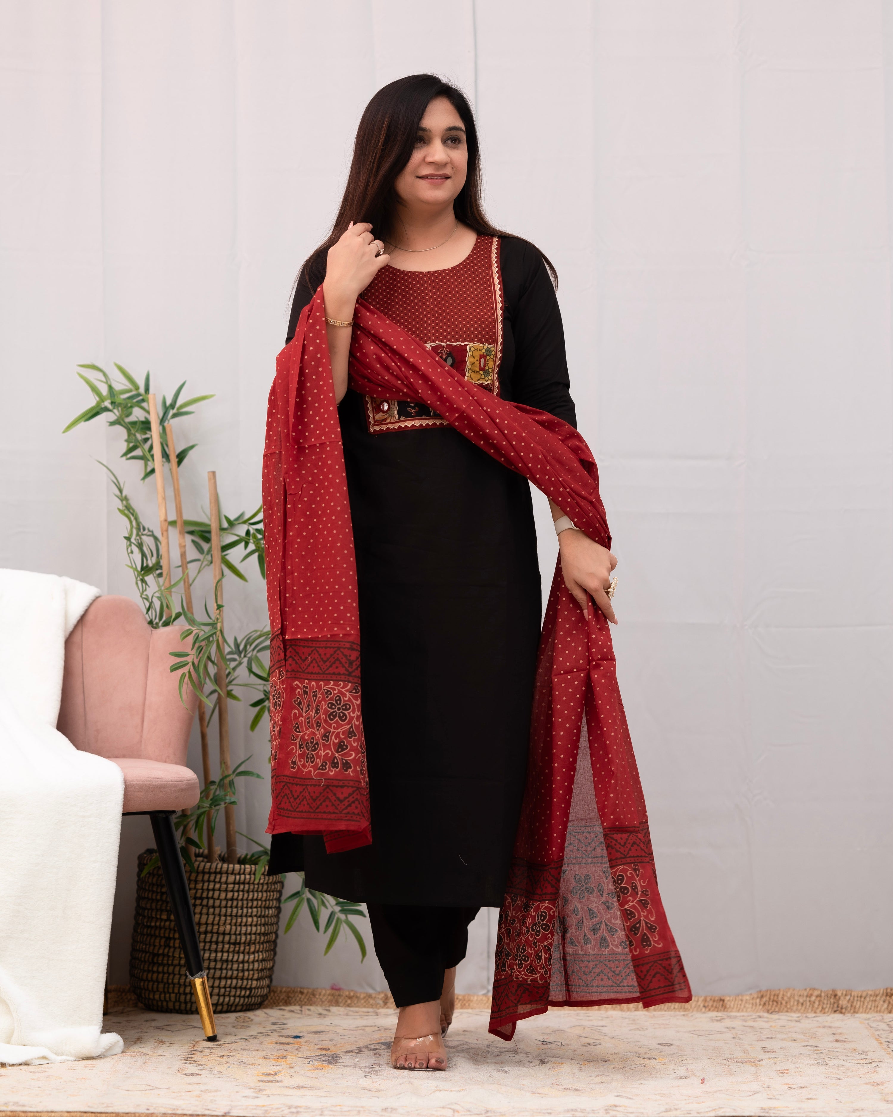 Niharika Hand Embroidered casual pant set - The Jaipur Studio