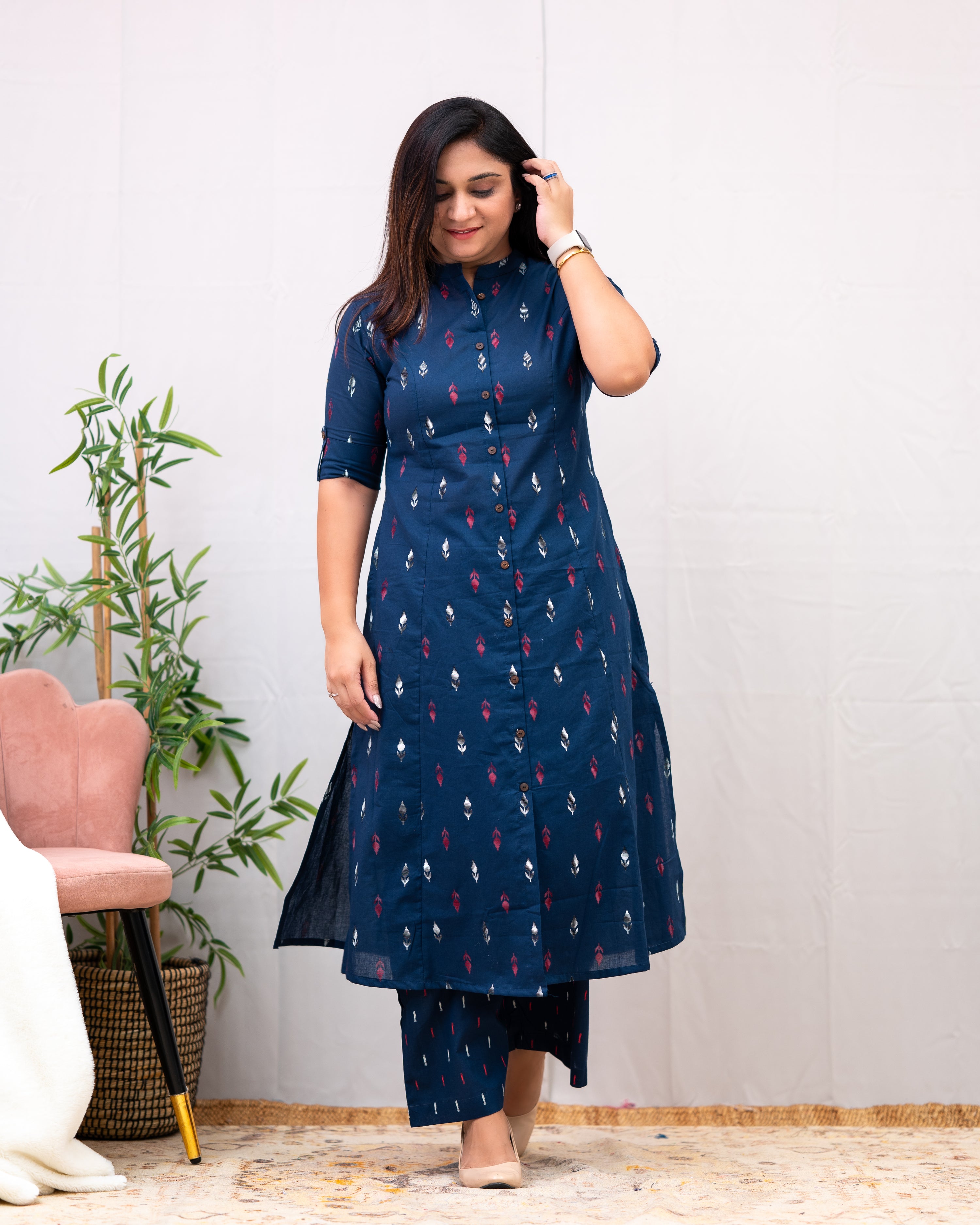 Ikkat Cotton A-line Casual Coord Set - The Jaipur Studio