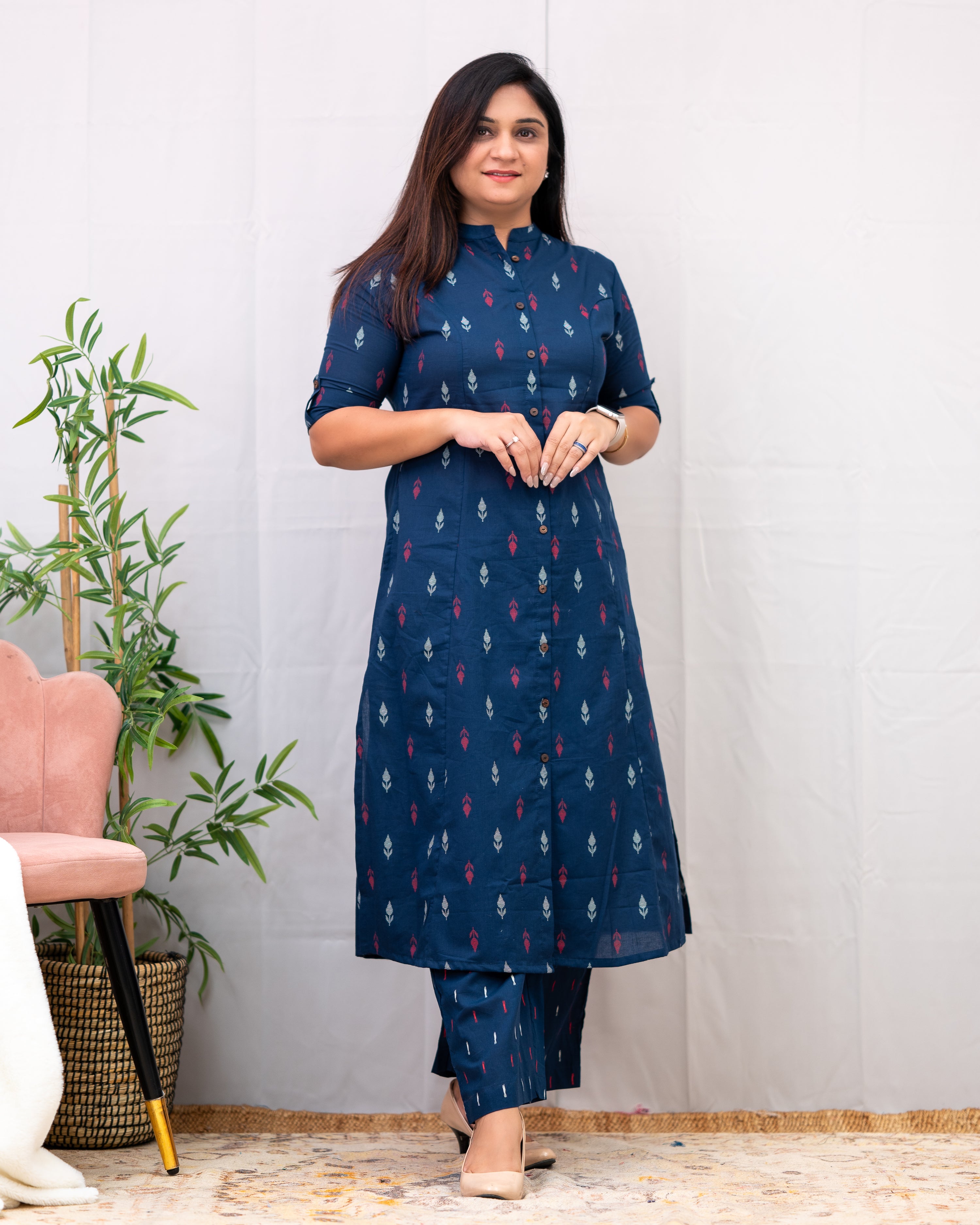 Ikkat Cotton A-line Casual Coord Set - The Jaipur Studio