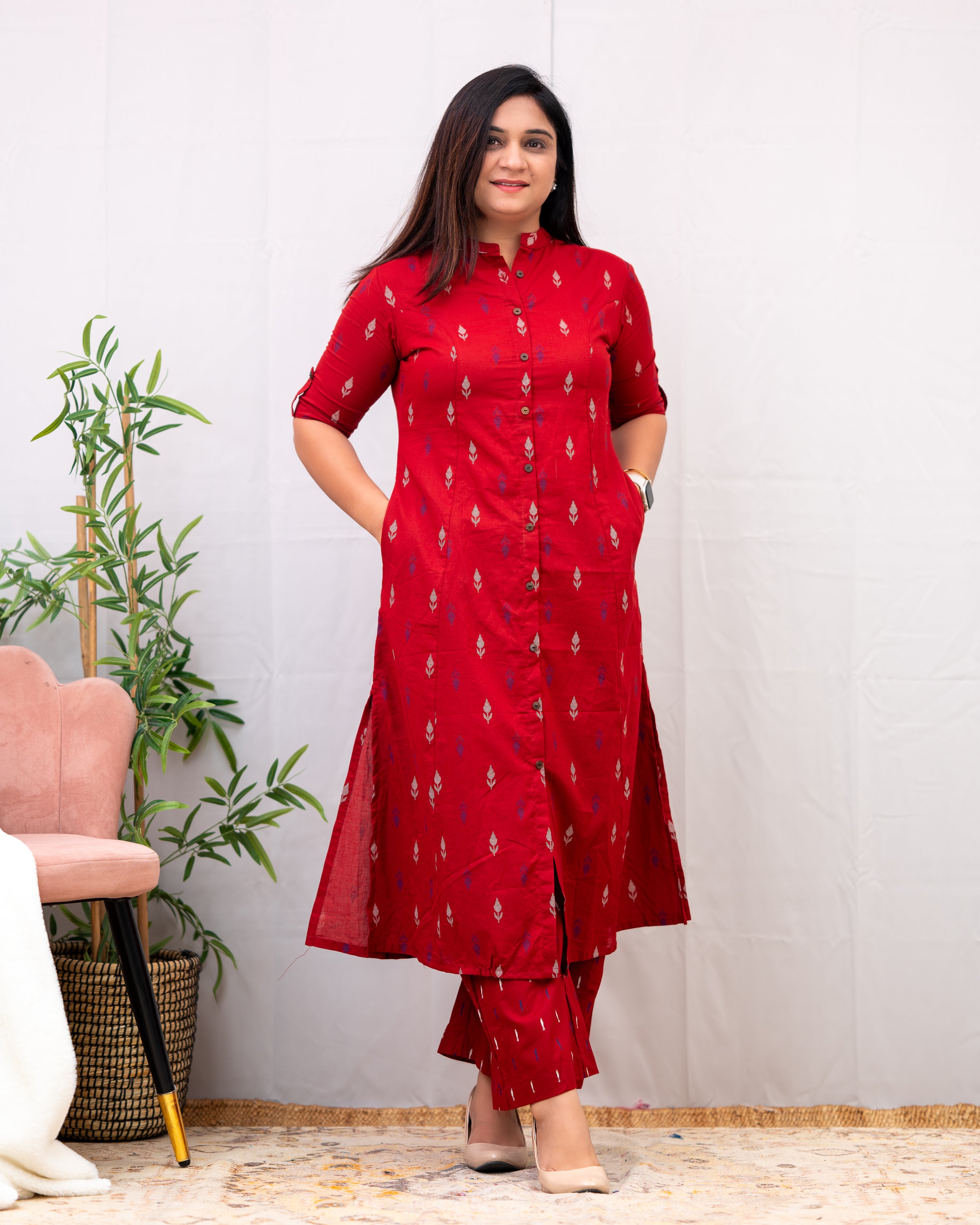 Ikkat Cotton A-line Casual Coord Set - The Jaipur Studio