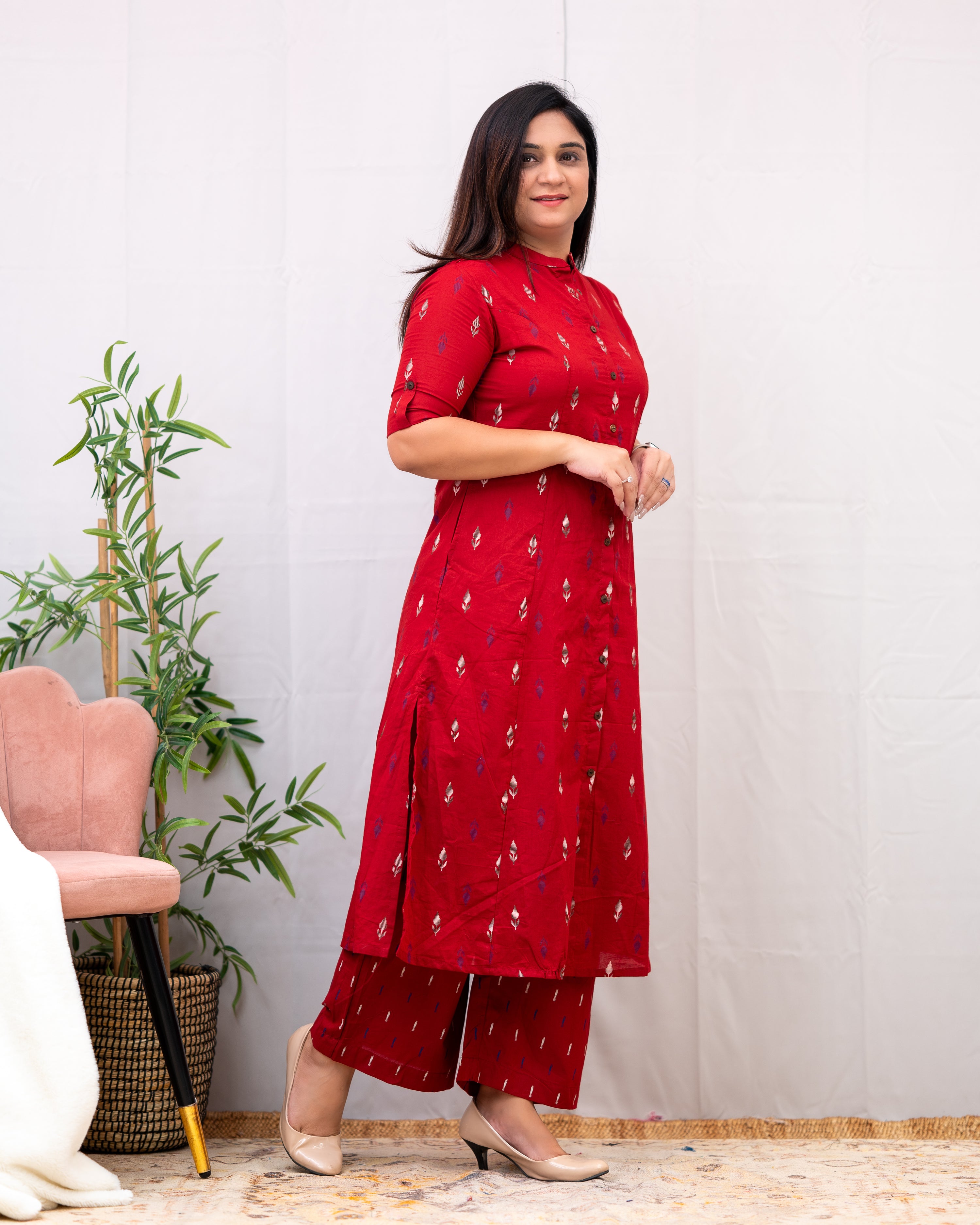 Ikkat Cotton A-line Casual Coord Set - The Jaipur Studio