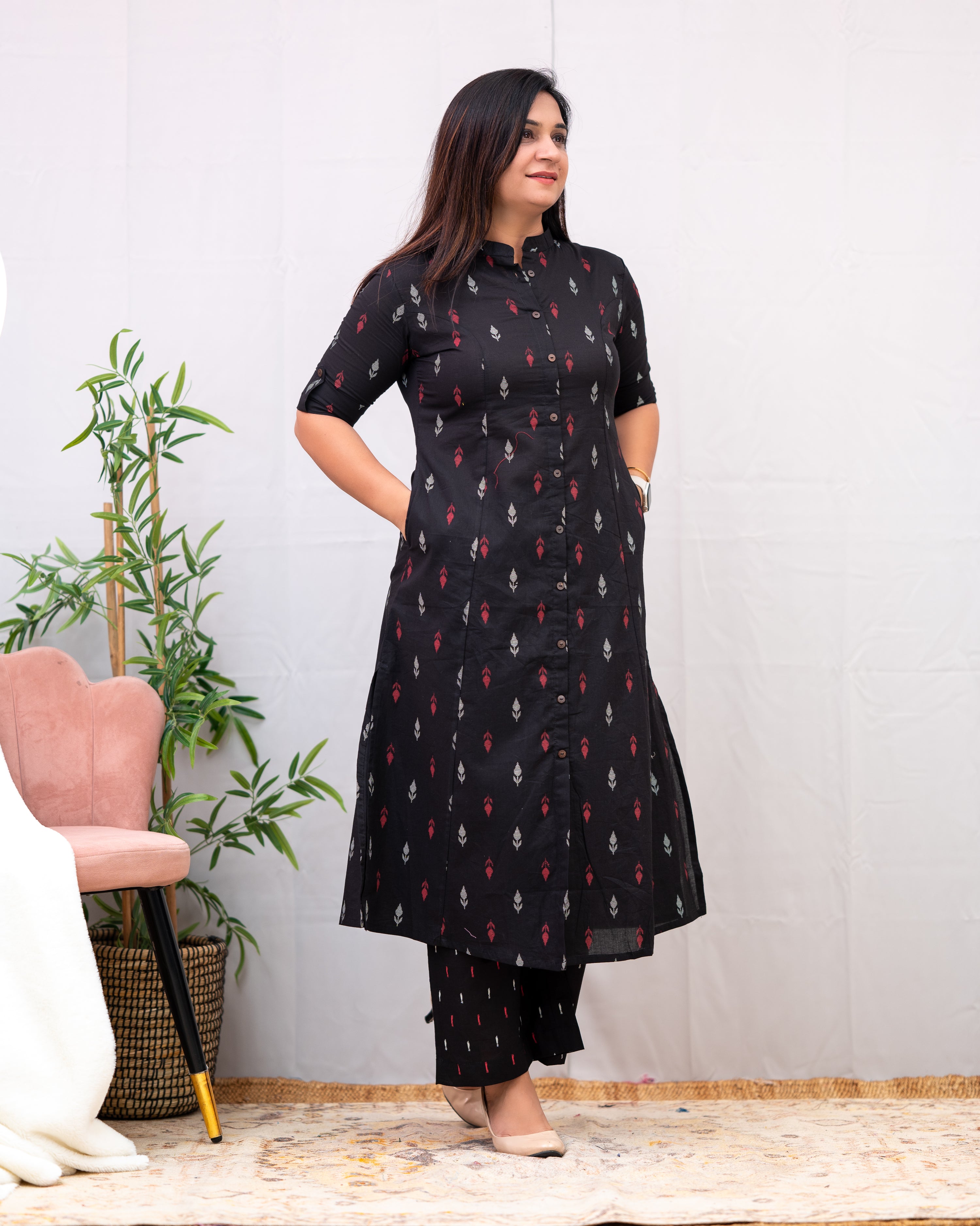 Ikkat Cotton A-line Casual Coord Set - The Jaipur Studio