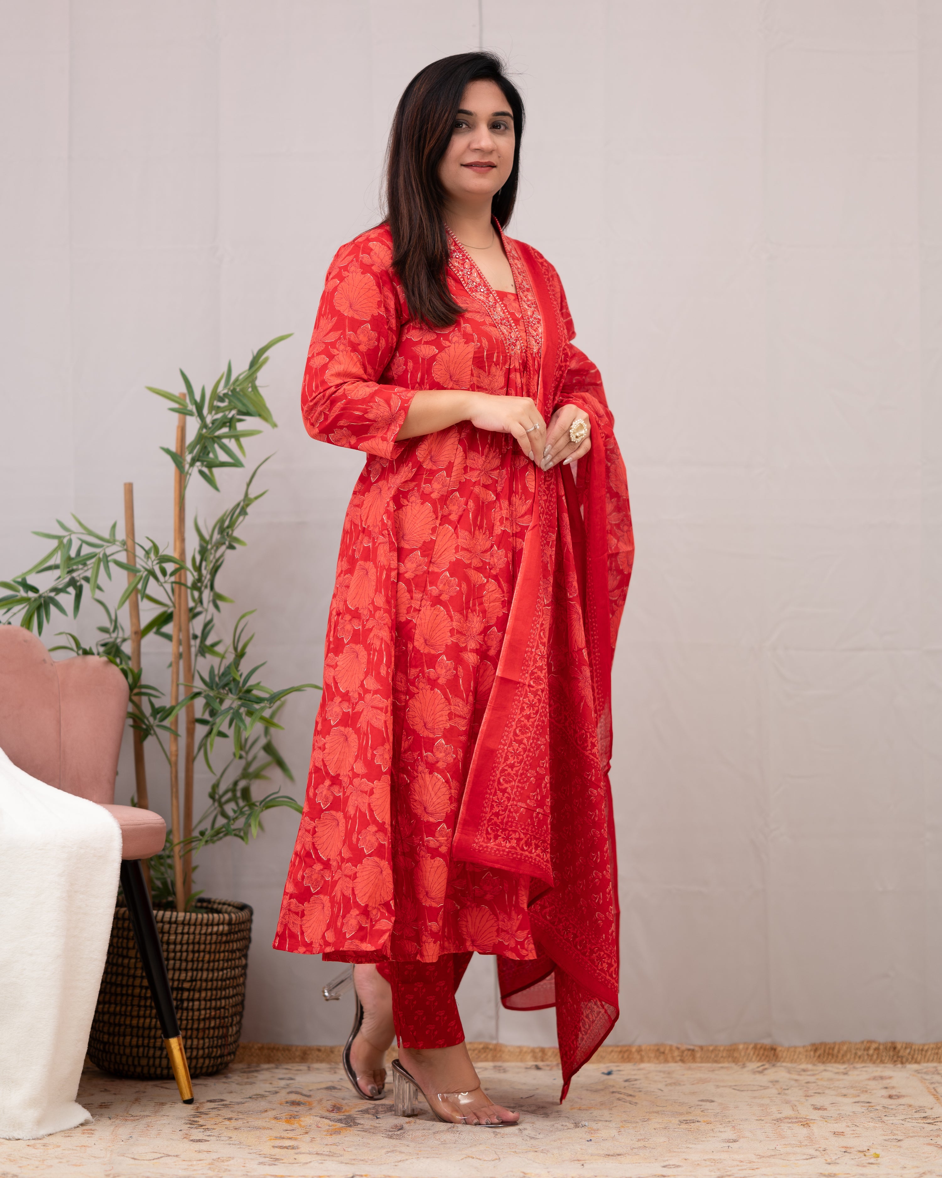 Shaina Floral A-line Pant Set with Pocket - The Jaipur Studio