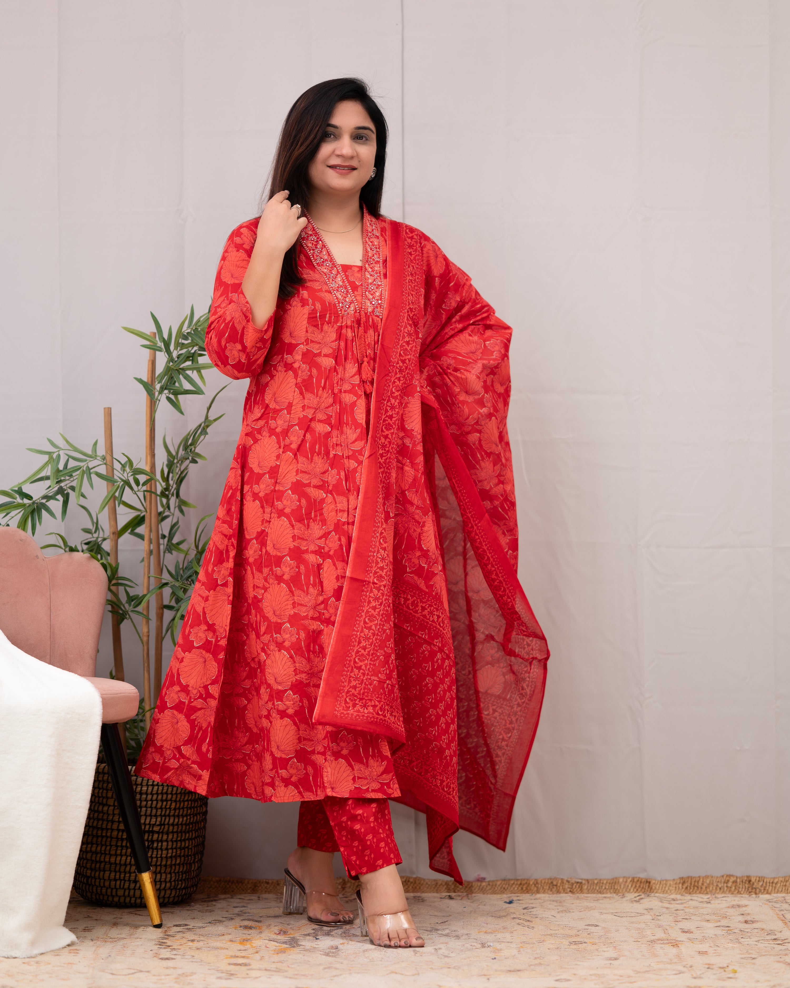 Shaina Floral A-line Pant Set with Pocket - The Jaipur Studio