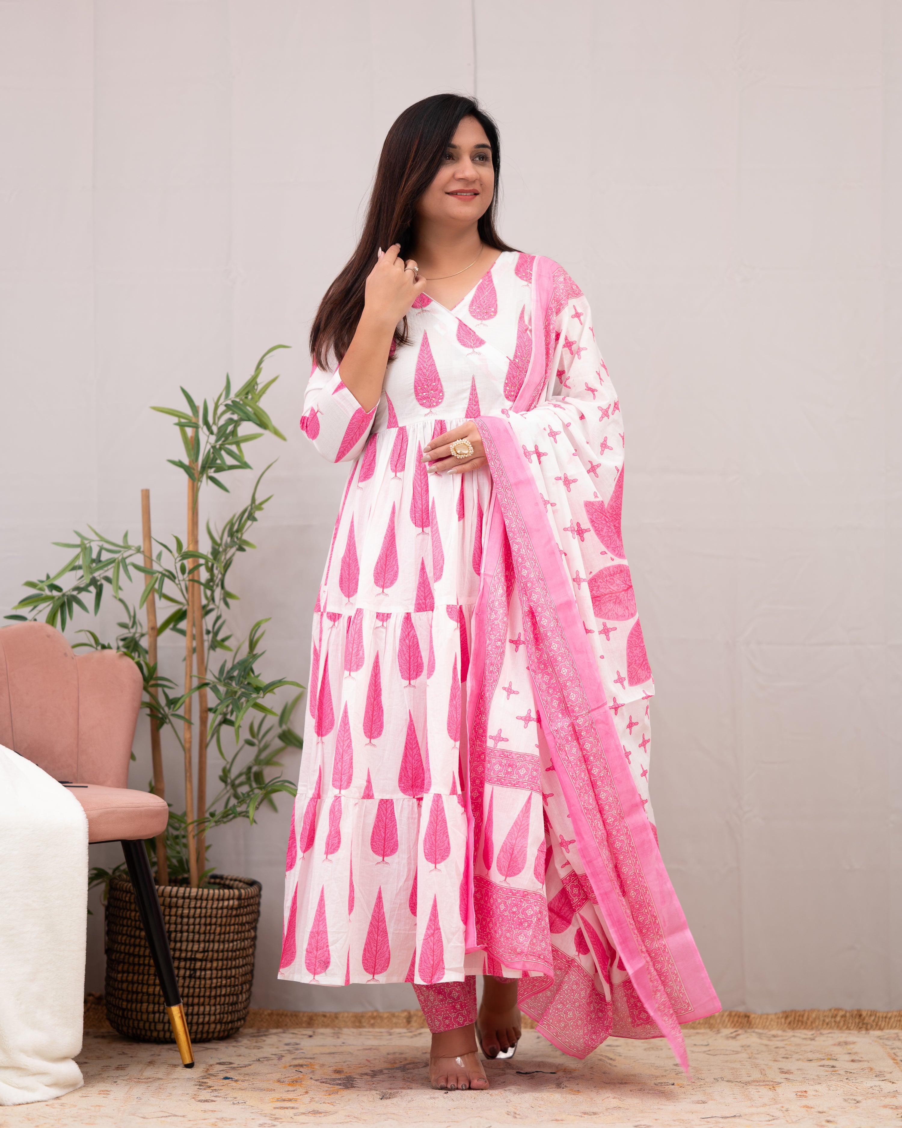 Kashish Cotton Handblock Anarkali Pant Set - The Jaipur Studio