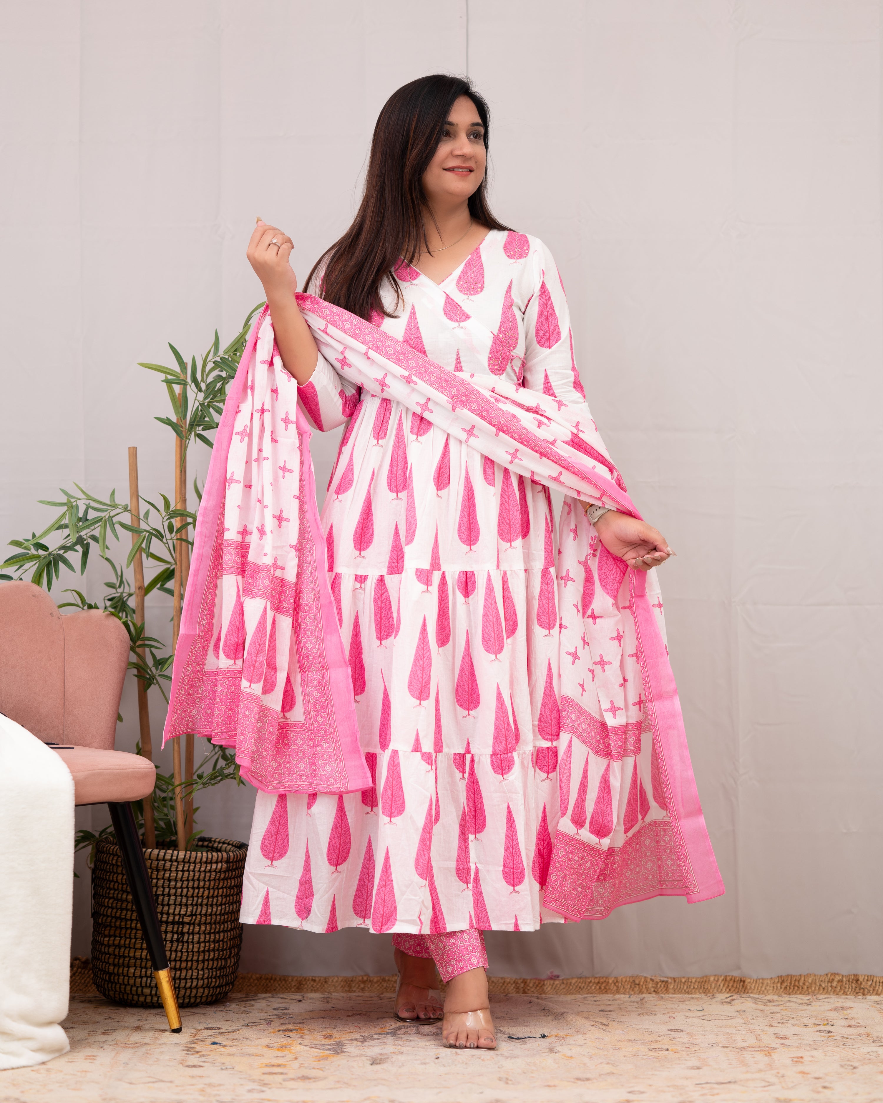 Kashish Cotton Handblock Anarkali Pant Set - The Jaipur Studio