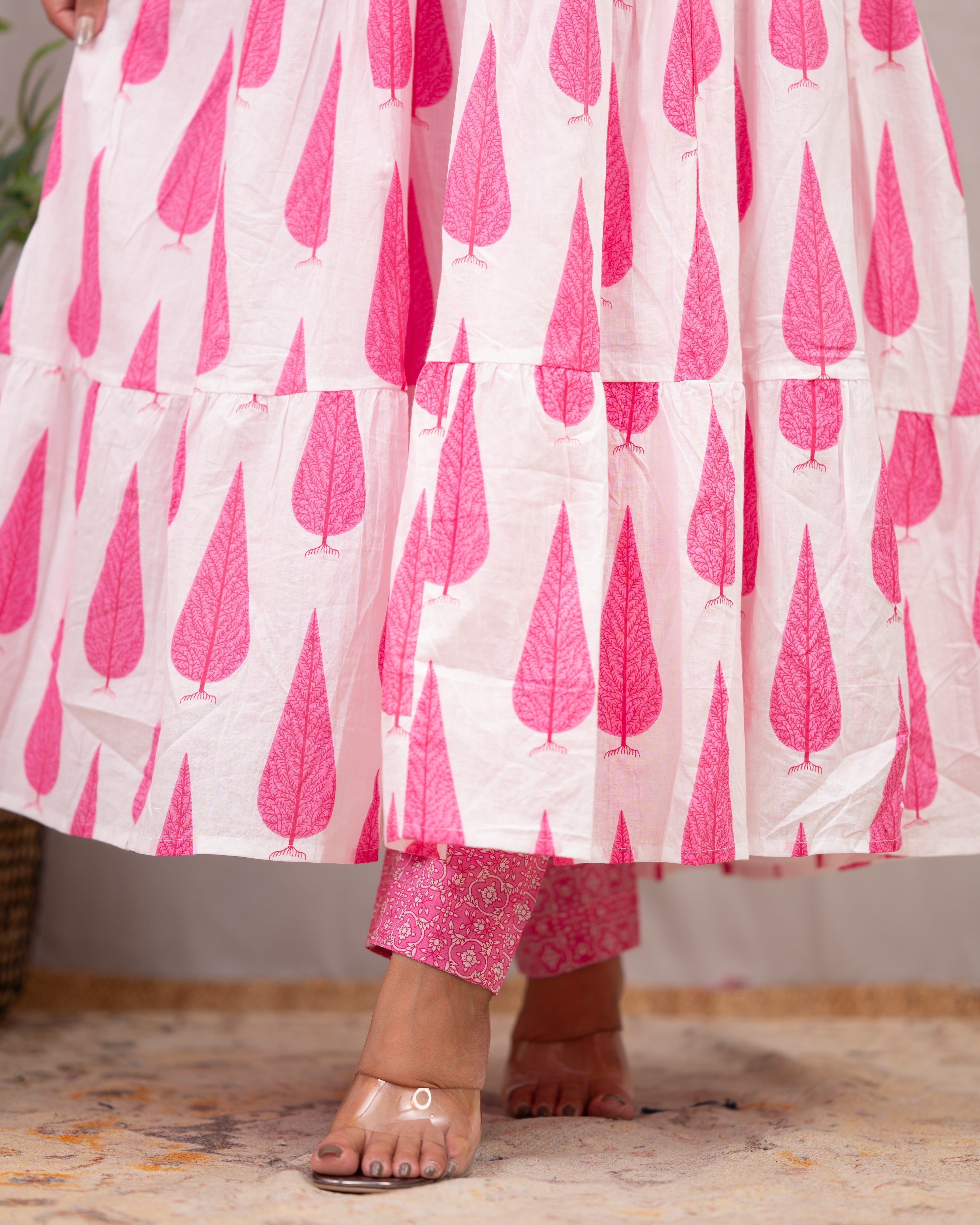 Kashish Cotton Handblock Anarkali Pant Set - The Jaipur Studio