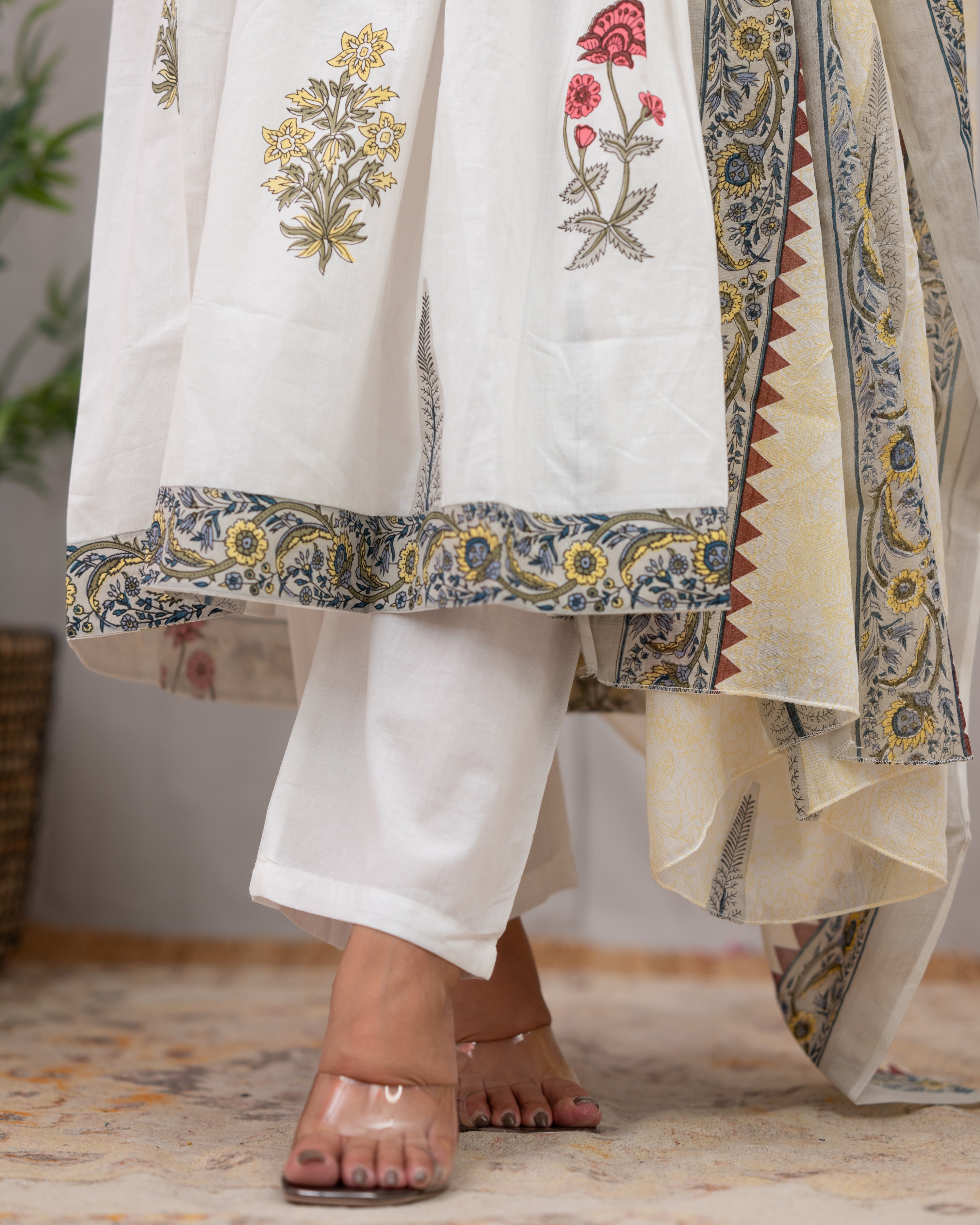 Samiksha Handblock Premium Cotton A-line Pant Set - The Jaipur Studio