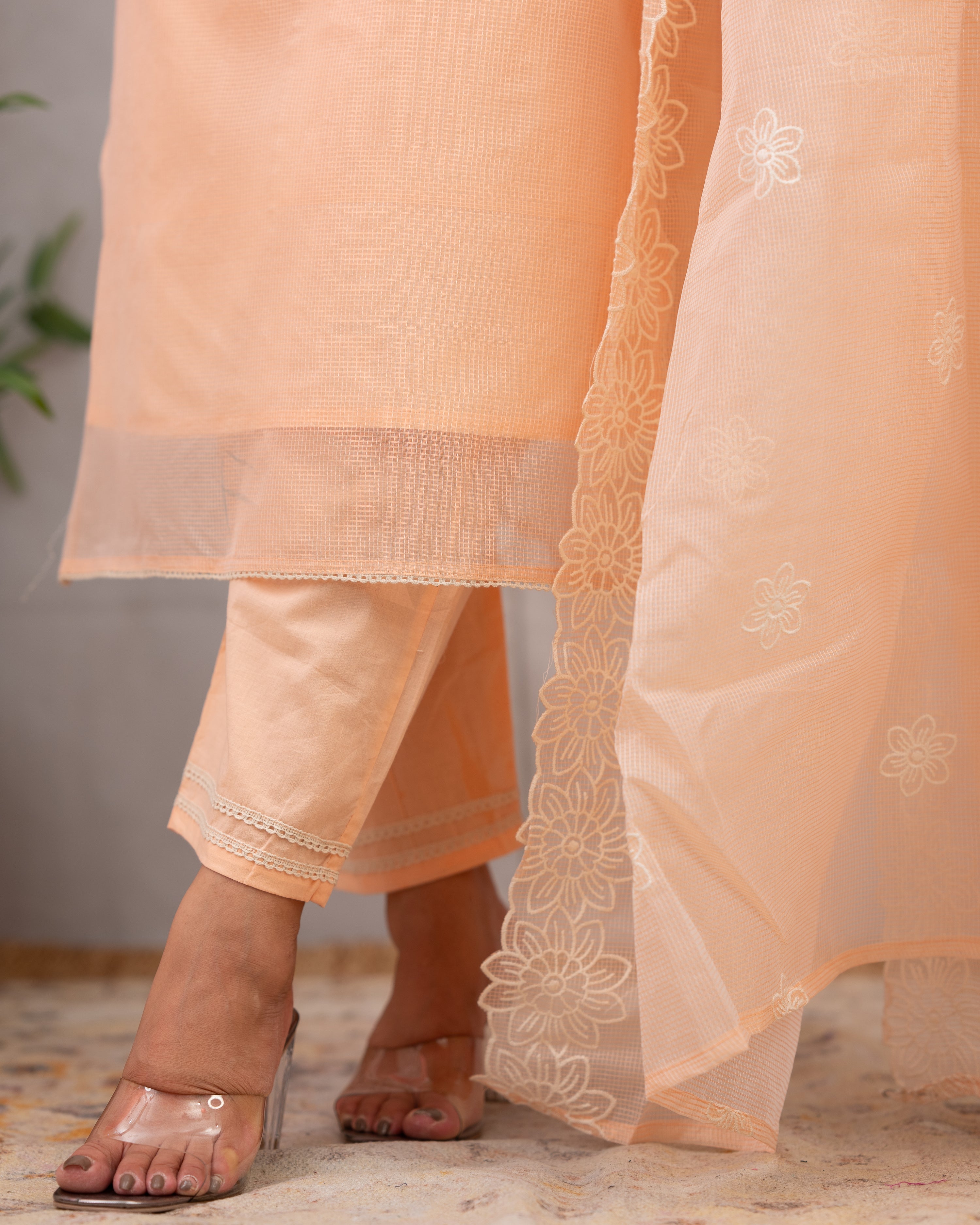 Lavina Kota Doria Embroidered Pant Set - The Jaipur Studio
